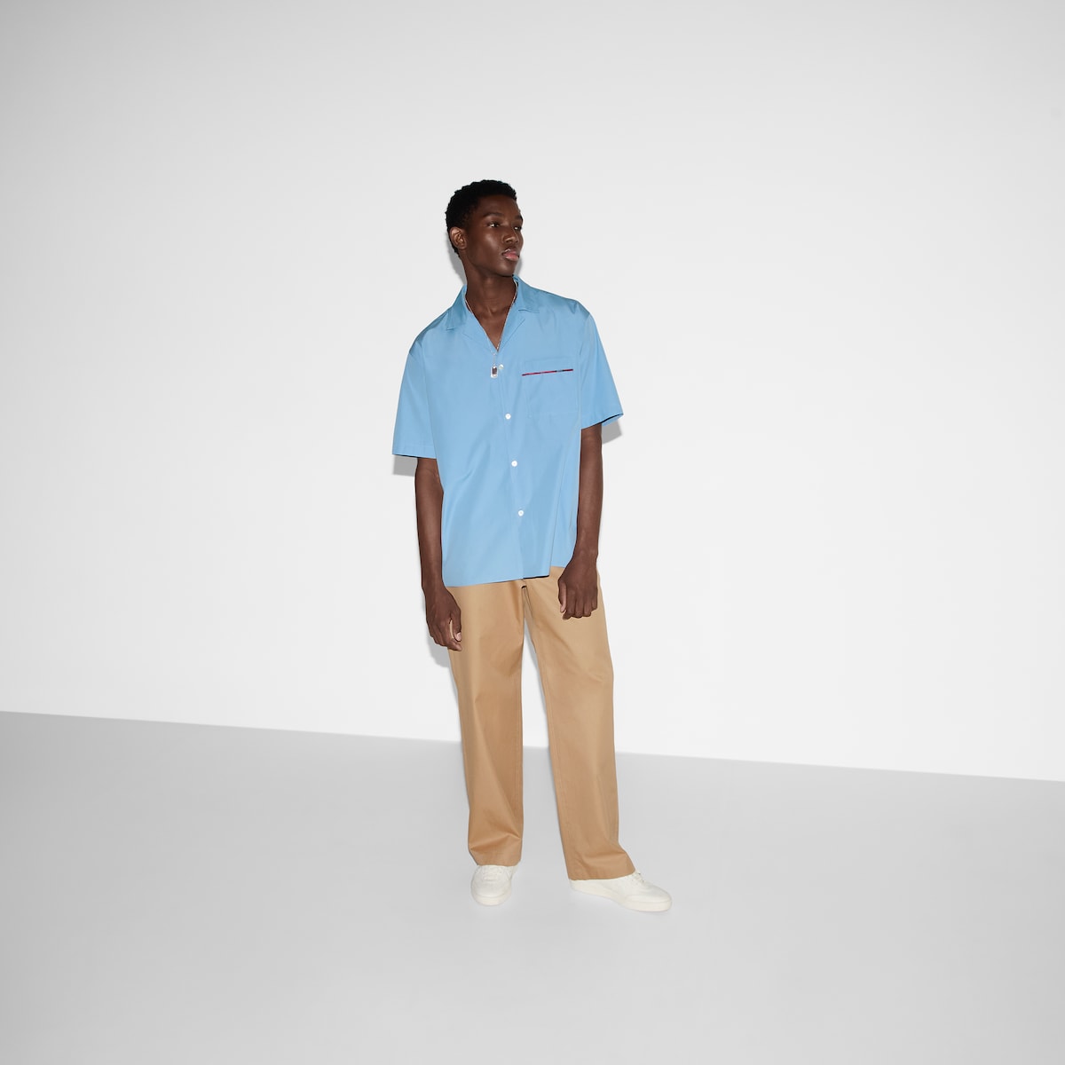 Compact cotton twill pants with Web