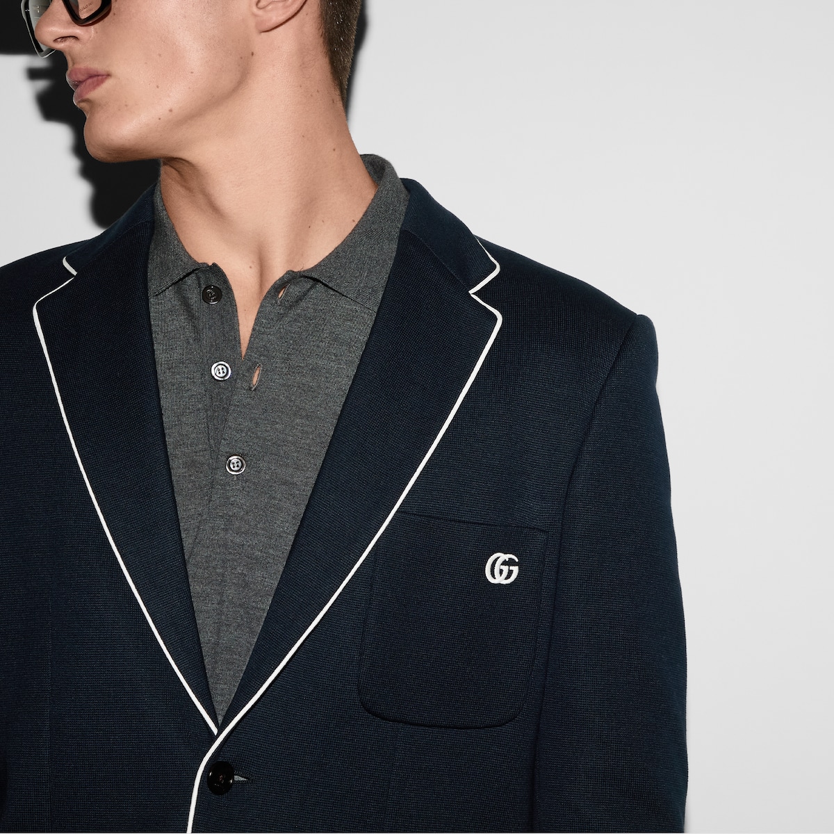 エンブロイダリー付き コットンジャージー ジャケットダーク