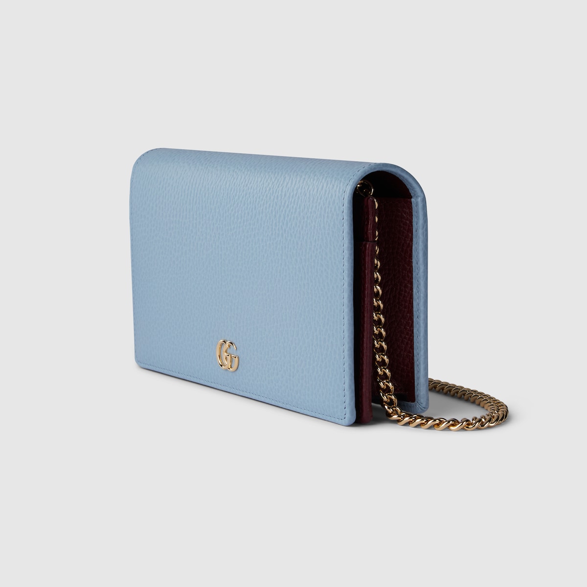 【関税&送料込】Gucci Light Blue Leather Wallet Bi-color GG Marmont small wallet in light blue leather