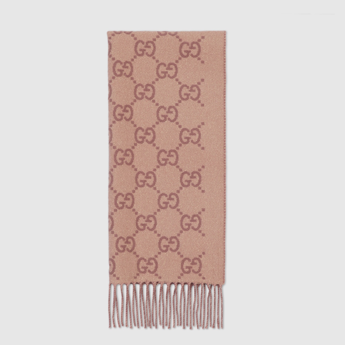 GG cashmere lamé shawl in dark brown and beige - thumbnail 3