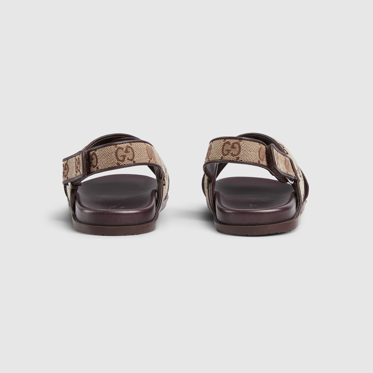 Children's GG sandal in beige and dark brown canvas - thumbnail 2