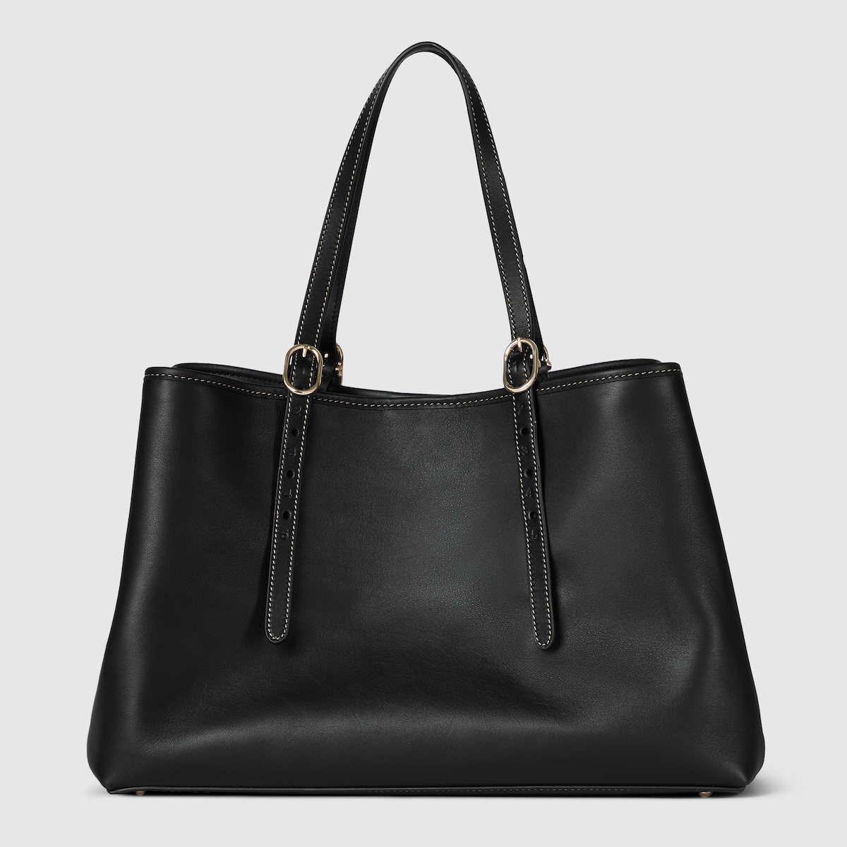 トートバッグ GUCCI Medium-sized GG Emblem black shopping bag GG Emblem large tote bag in black leather | GUCCI® US