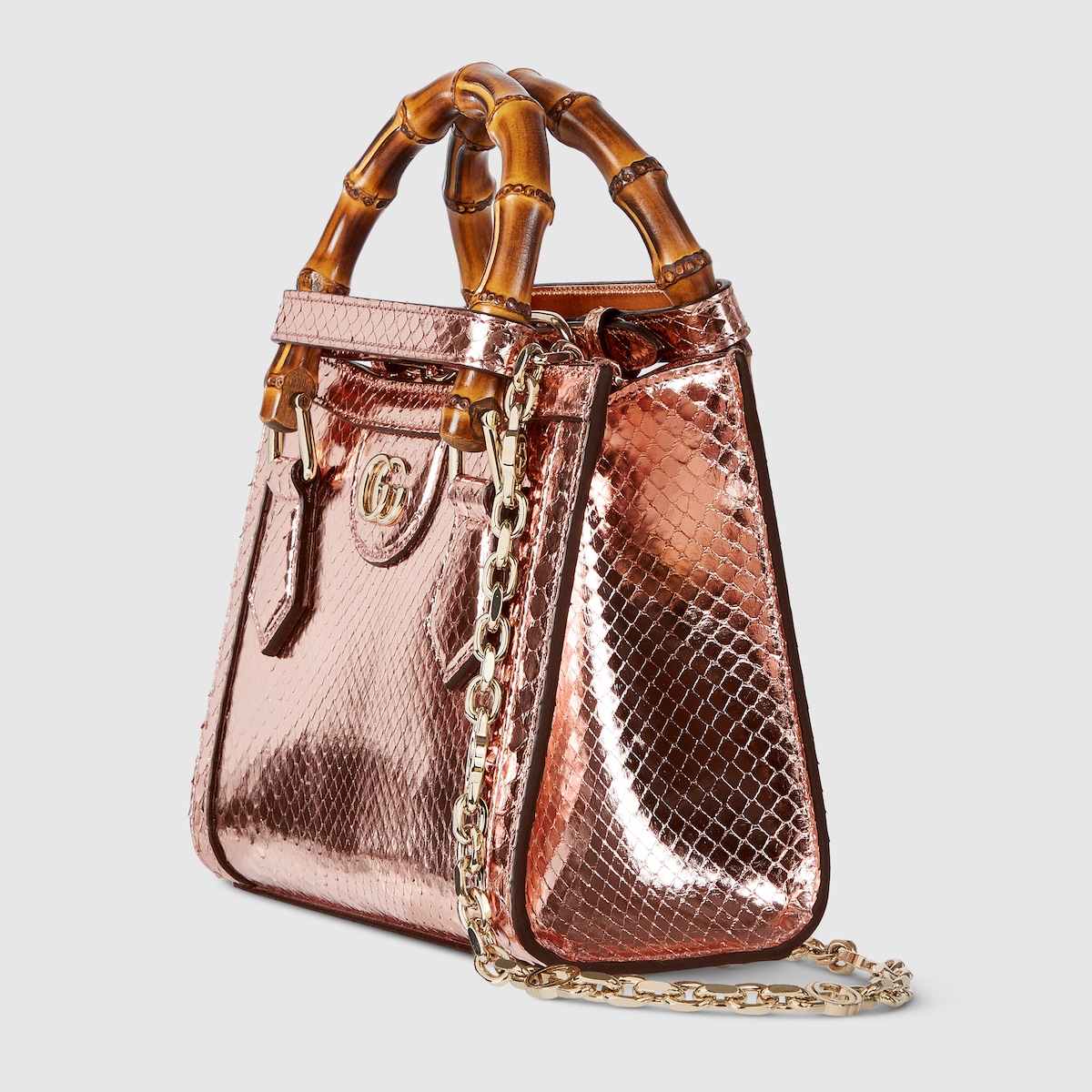 Gucci Diana python small tote bag in bronze-toned | GUCCI® US