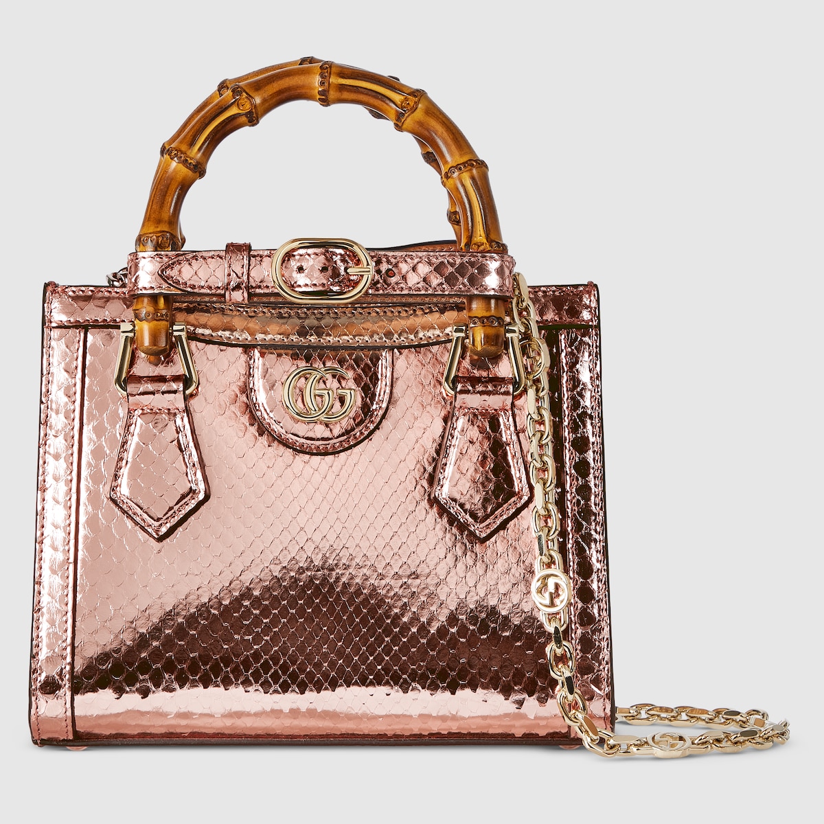 GUCCI パイソン ダイアナ スモール トート ショルダー 2way バンブー Gucci Diana python small tote bag in bronze-toned | GUCCI® US