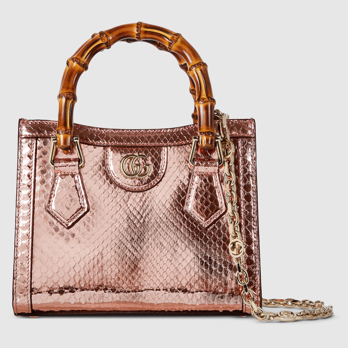 Gucci Diana python small tote bag in bronze-toned | GUCCI® US