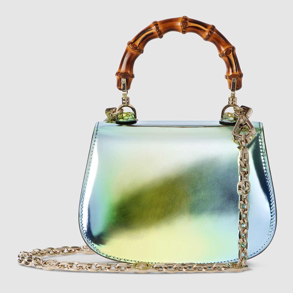 Gucci Bamboo 1947系列迷你竹节手提包 in绿色和多色皮革 | GUCCI® Australia