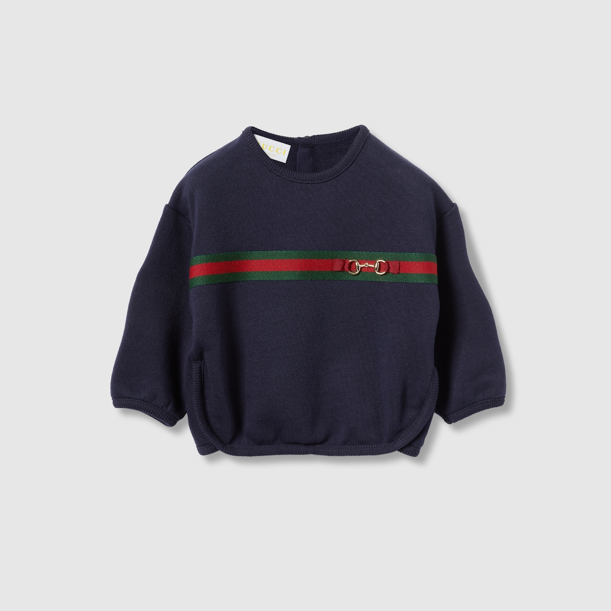 Baby cotton sweatshirt with Web in dark blue