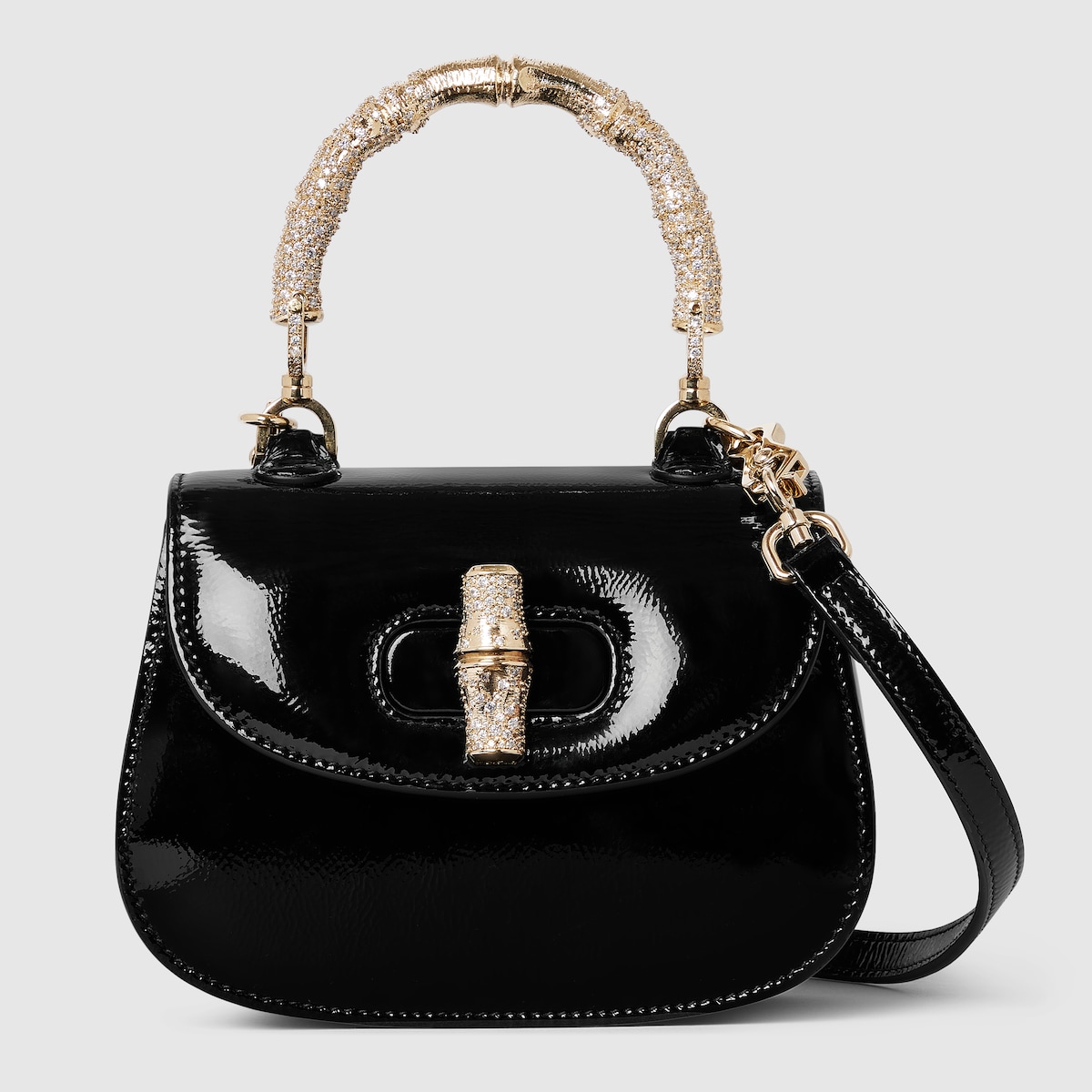 GUCCI Bamboo Patent 2WAY Mini Handbag black main image 0