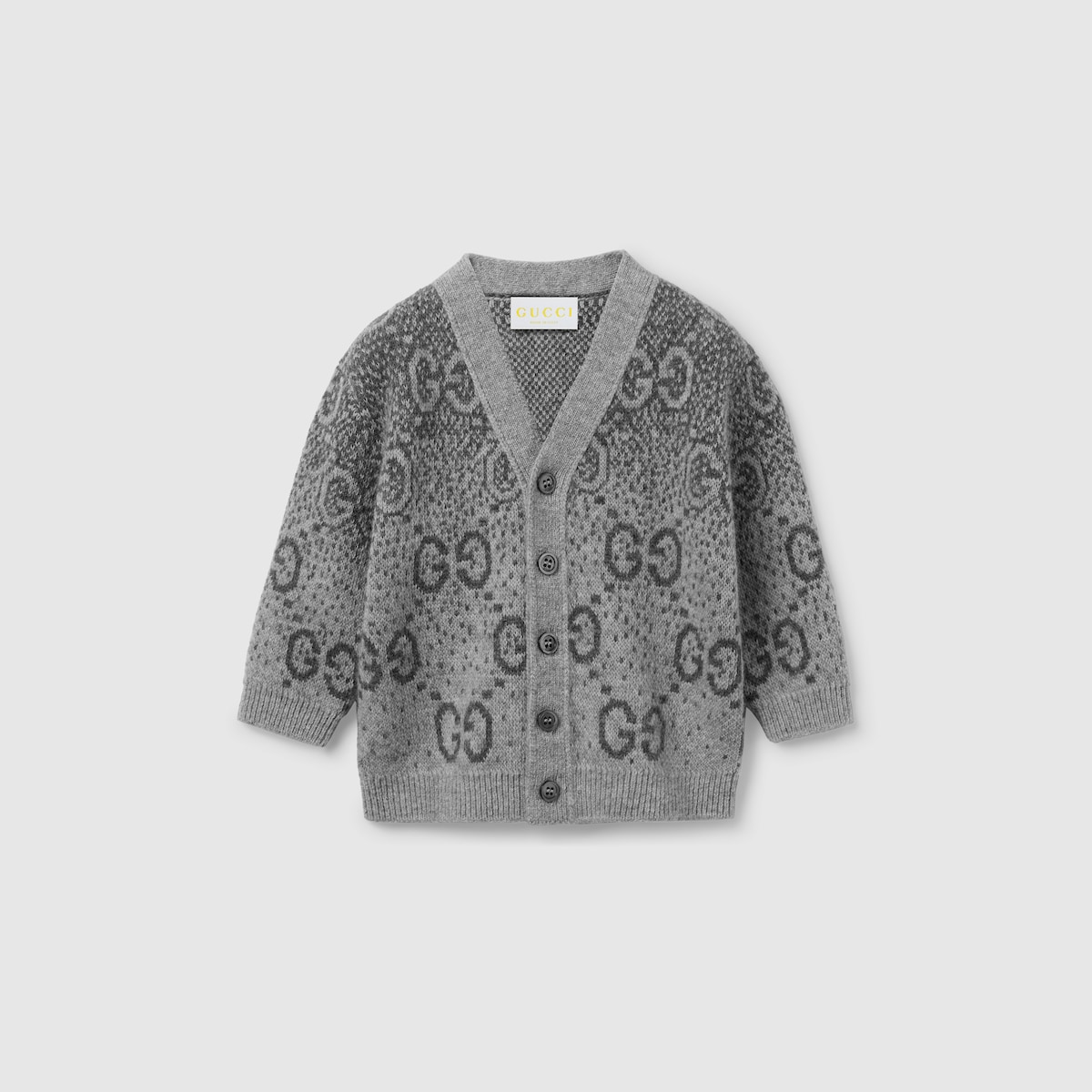 GUCCI BABY 男女兼用カーディガン Baby GG wool jacquard cardigan in grey and dark grey | GUCCI® US