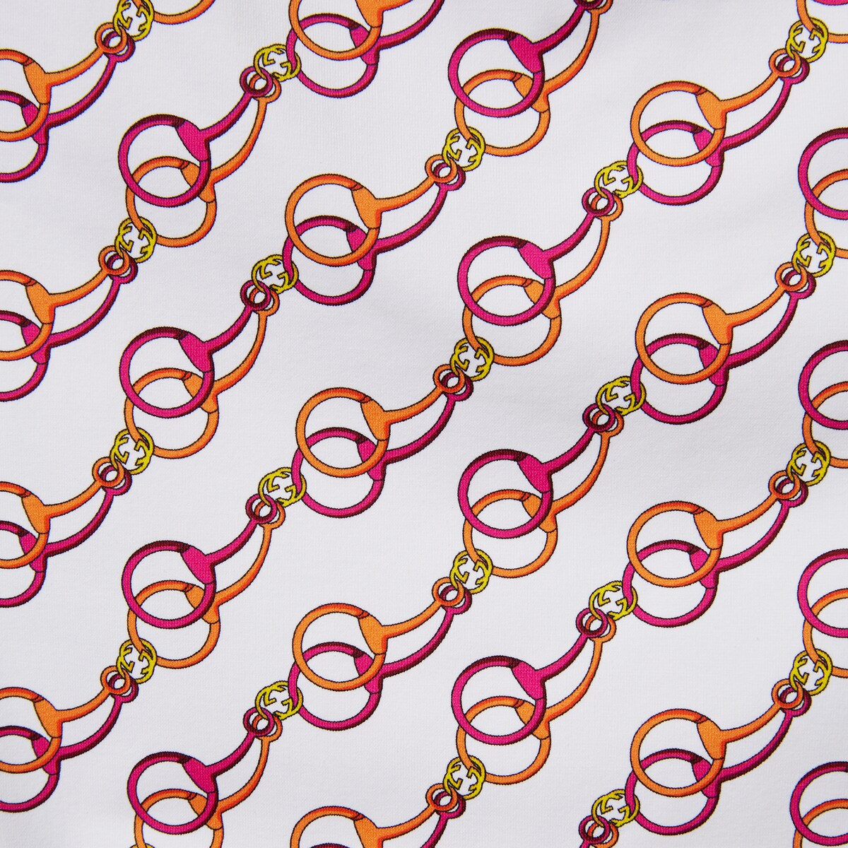 Printed stretch jersey swimsuit in white and multicolor