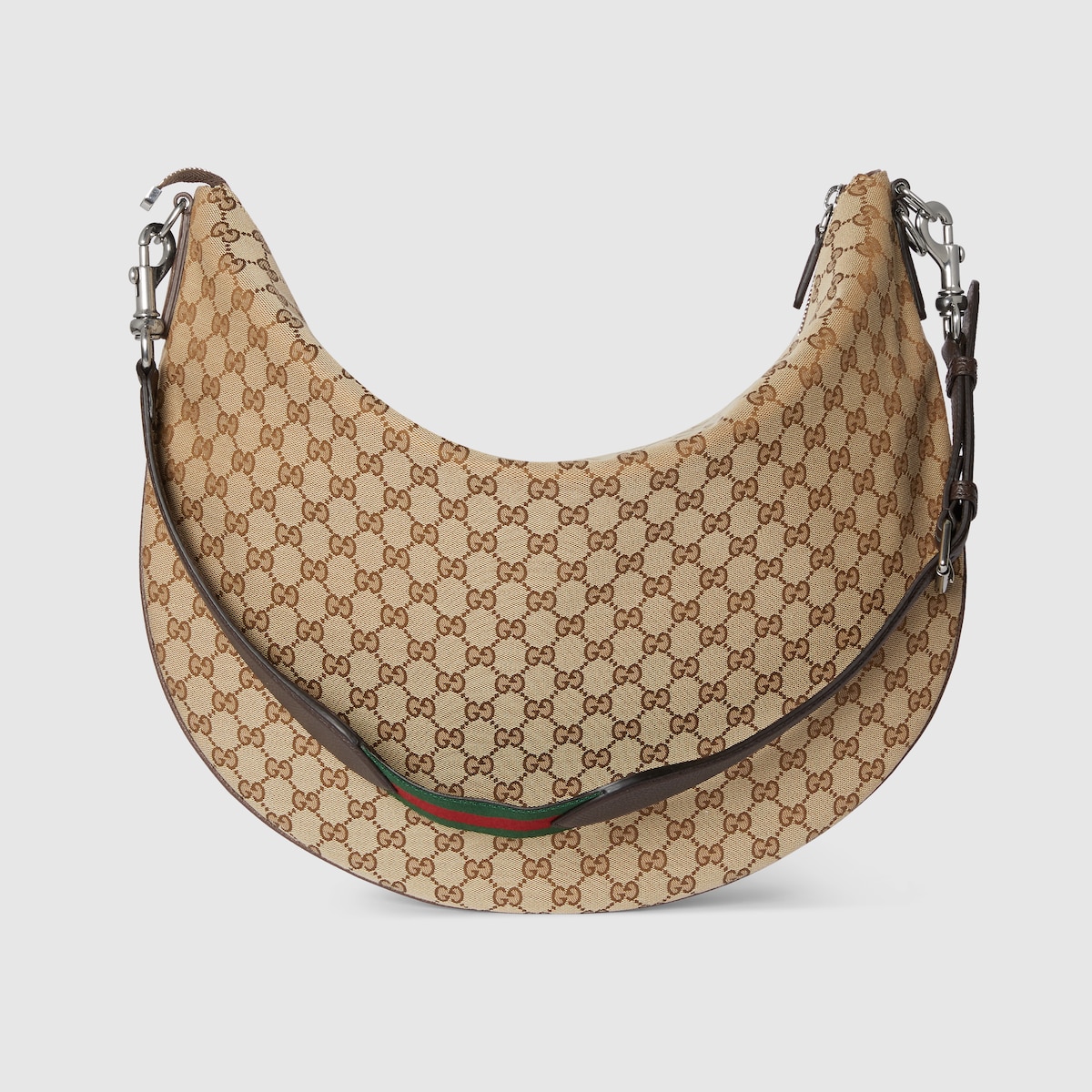 Gucci B large shoulder bag in beige and dark brown canvas