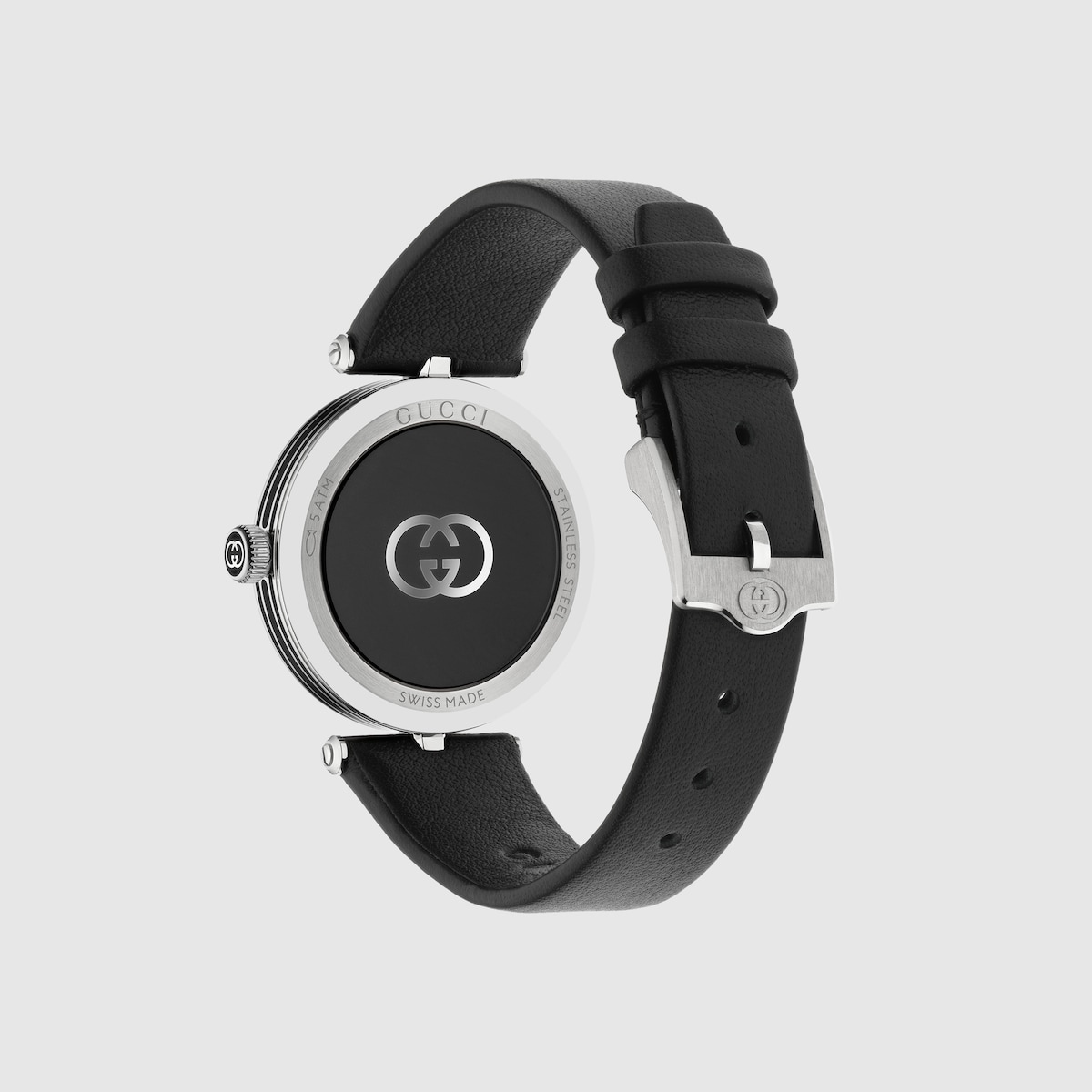 GUCCI ブラックレザーバングル時計 グッチ 時計 レディース G-タイムレス YA126469A ブラック