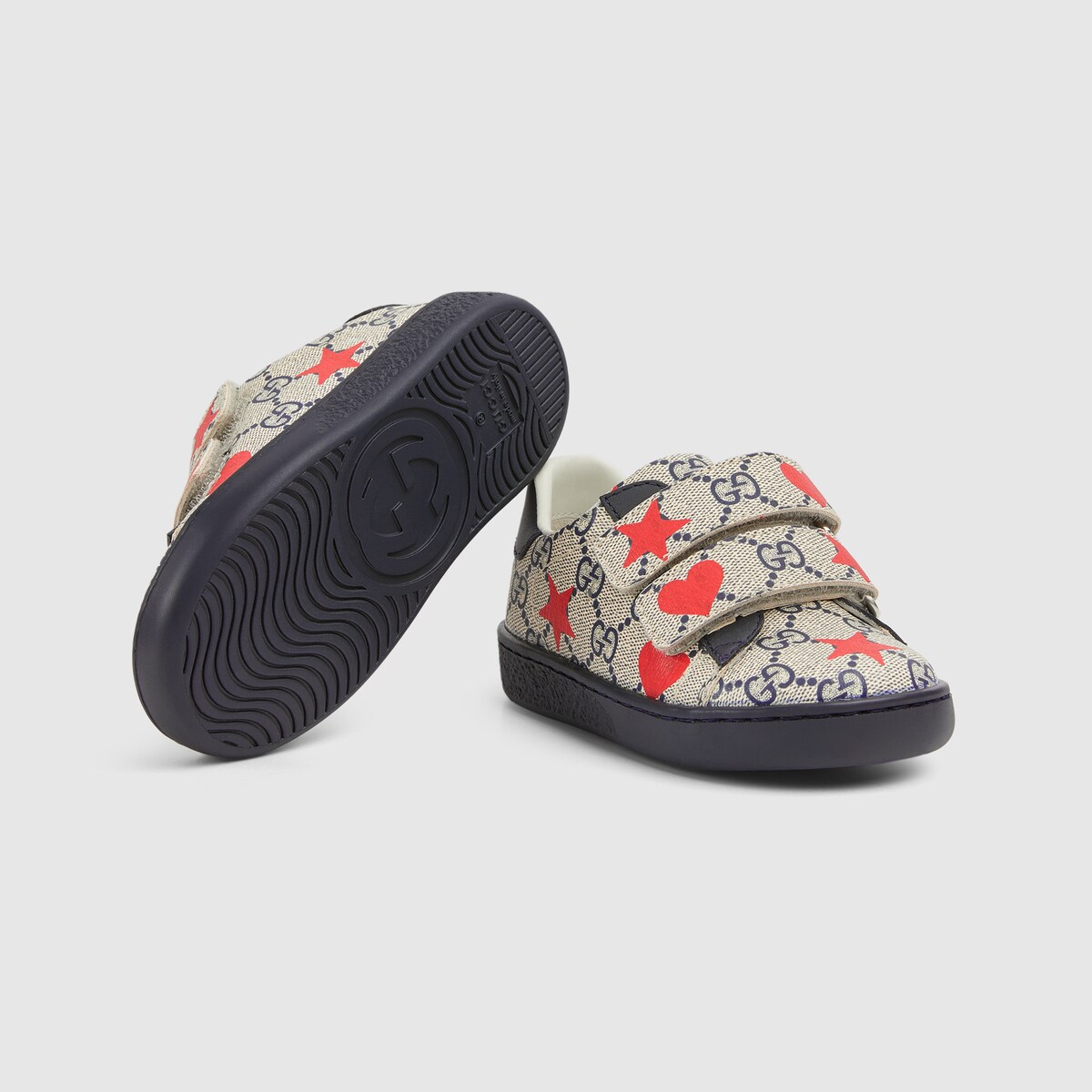 グッチ エースビー GUCCI Ace Leather and Webbing-Trimmed Monogrammed Supreme Coated