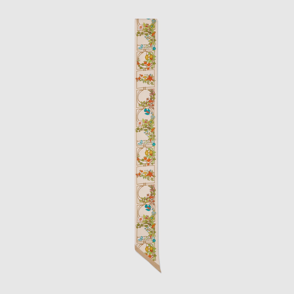 Printed silk neck bow in ivory and multicolor | GUCCI® US
