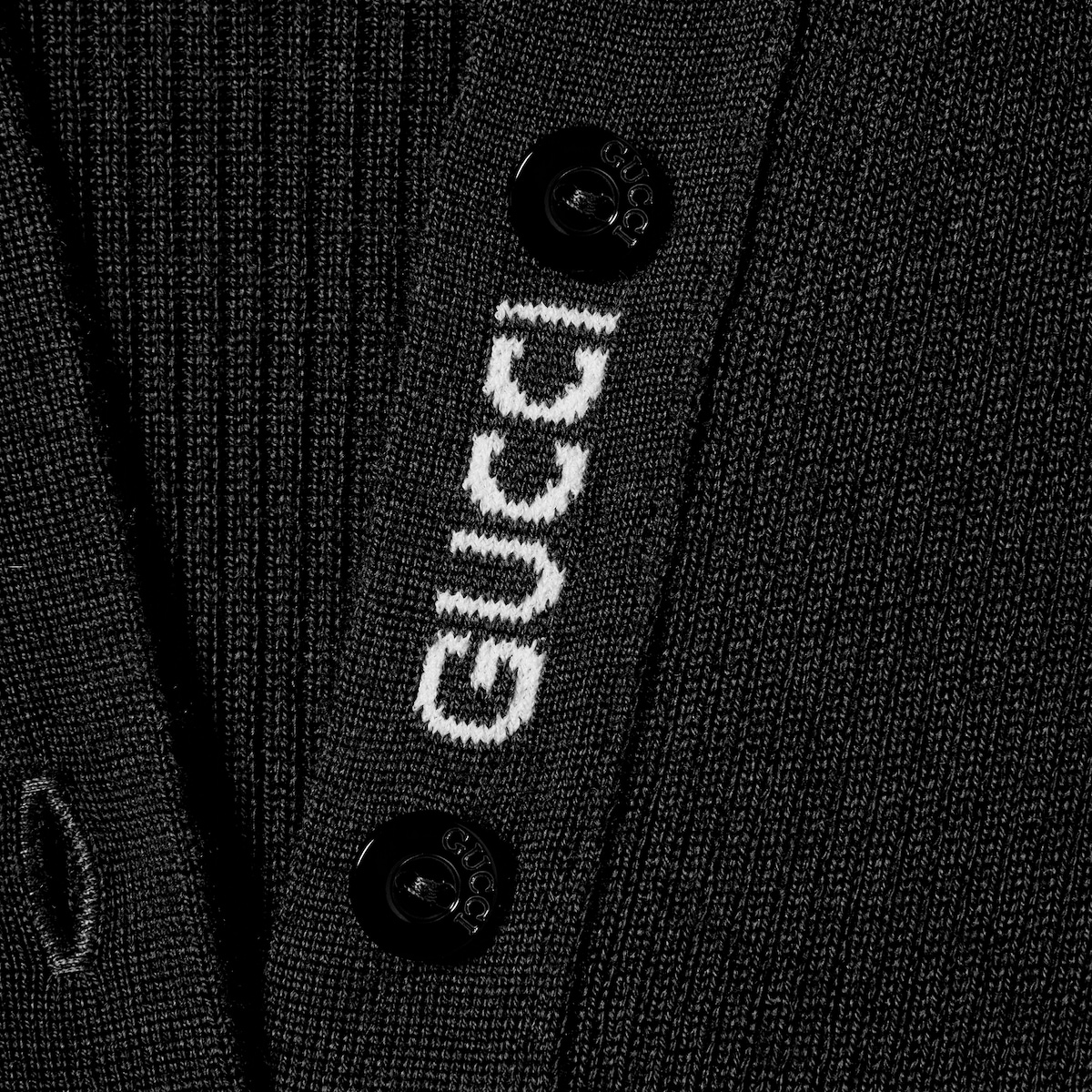 Cashmere and silk polo top with Web in black | GUCCI® SG