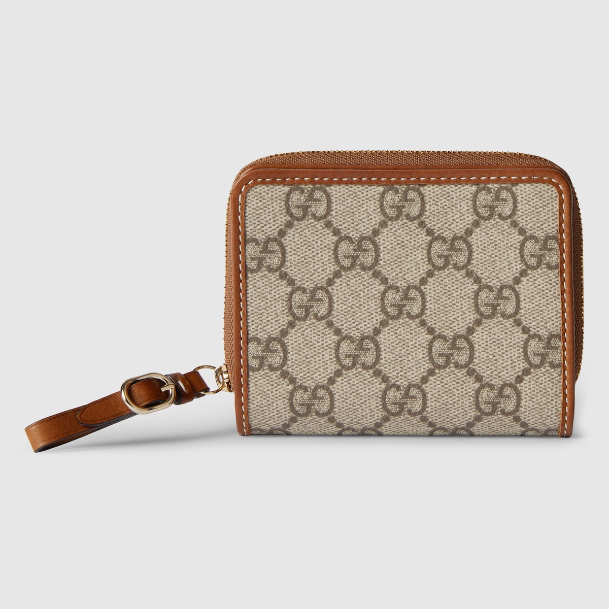GG Emblem系列迷你拉链钱包in米色和深棕色织物| GUCCI® FR