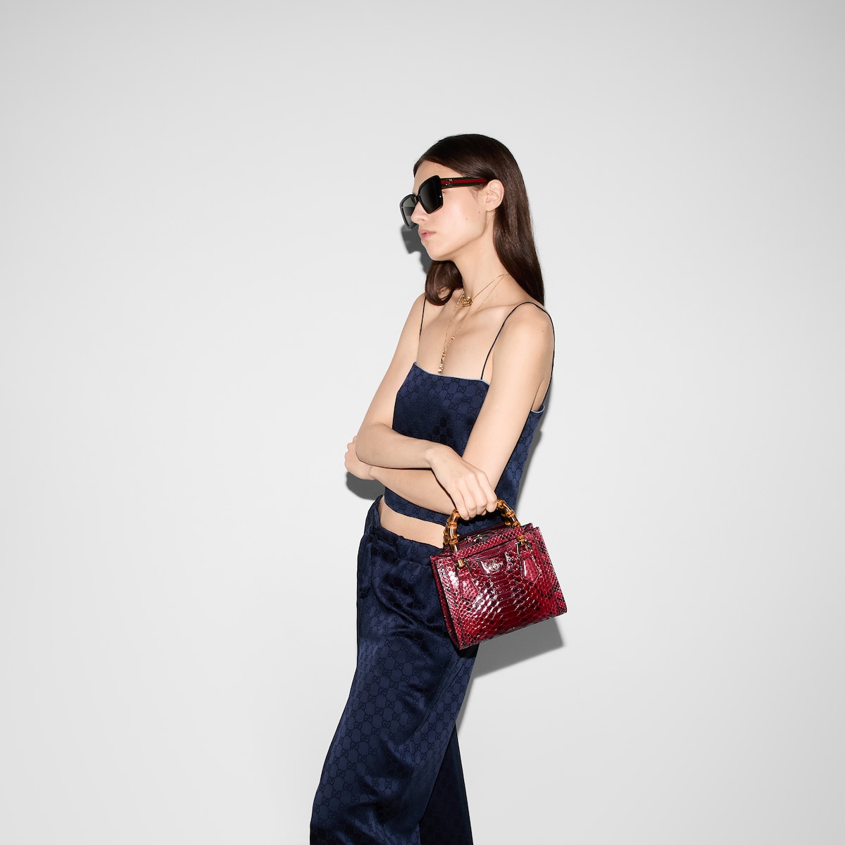 Gucci Diana mini python tote bag in gradient Rosso Ancora red | GUCCI® PT