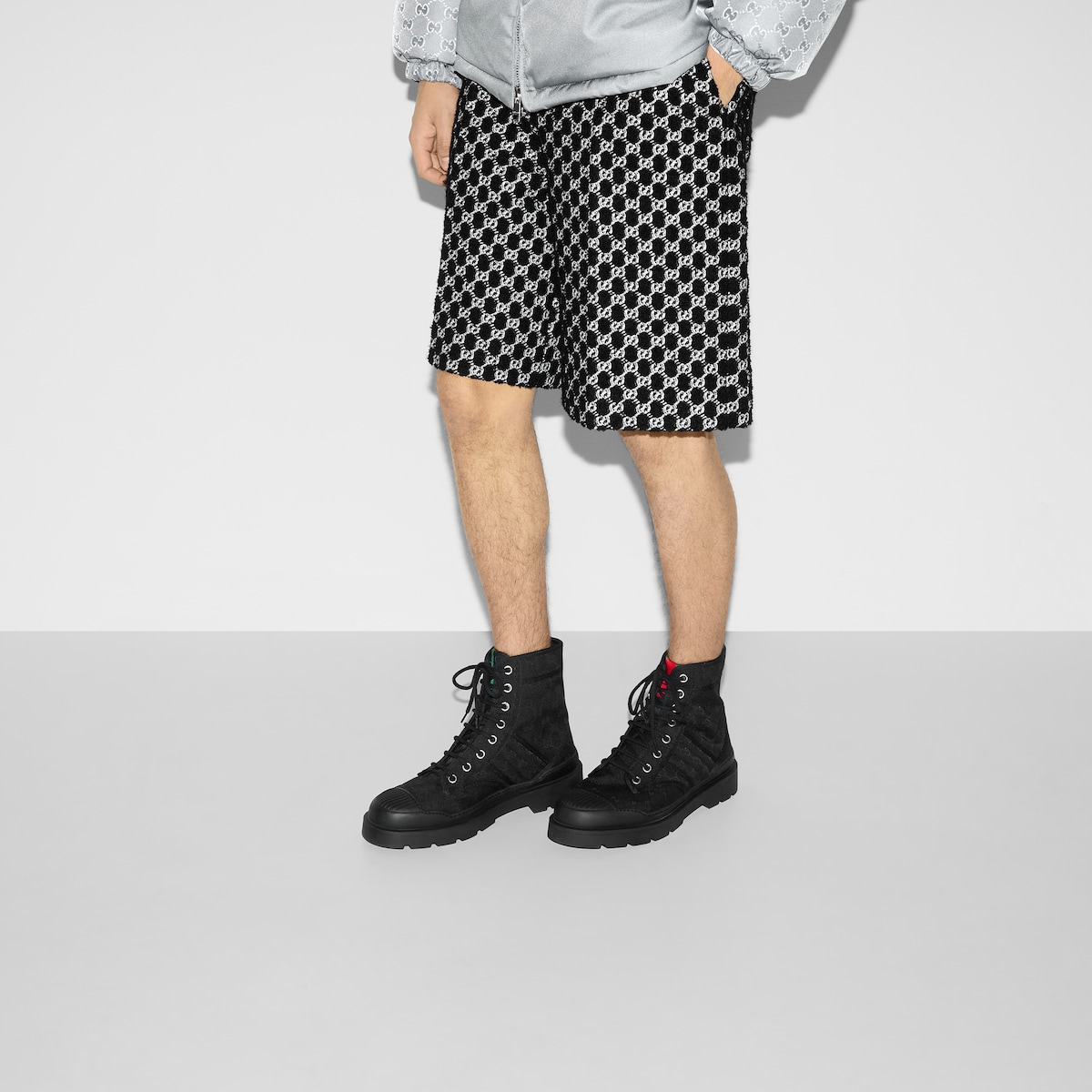 Men's Web boot in black GG canvas | GUCCI® US