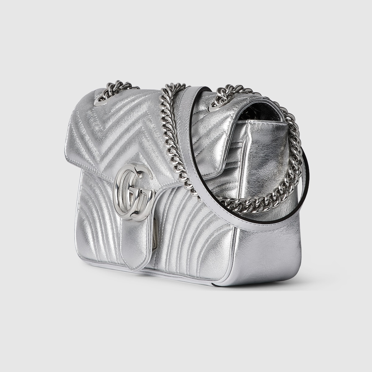 【関税&送料込】Gucci Silver Leather Medium Gg Travel Bag 443497_AAESP_8106_002_100_0000