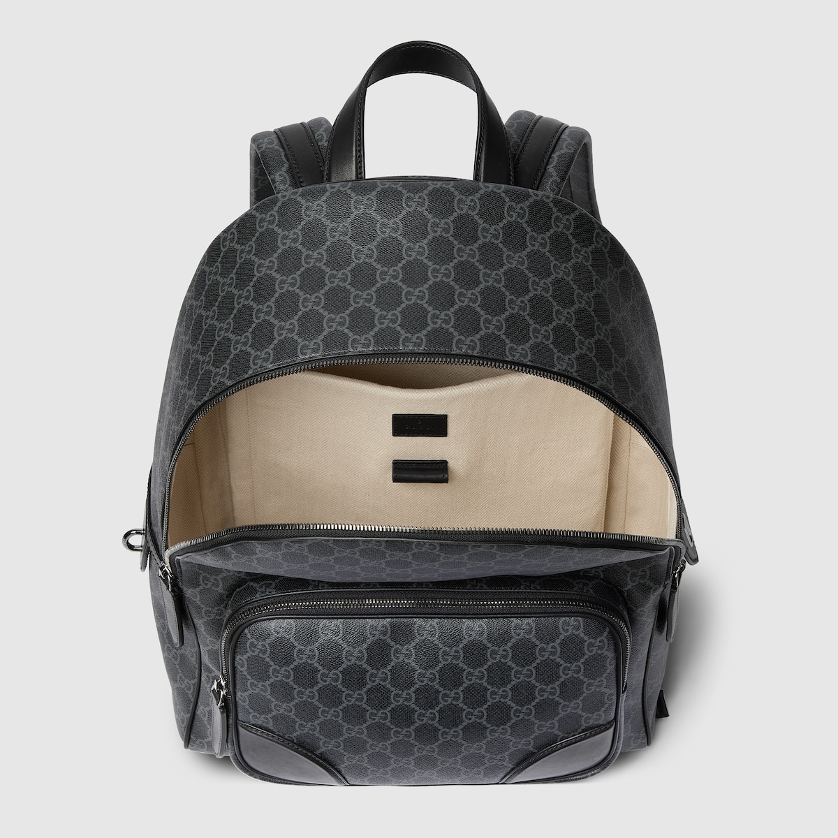 Mochila mediana GG Emblem en tejido negra | GUCCI® MX