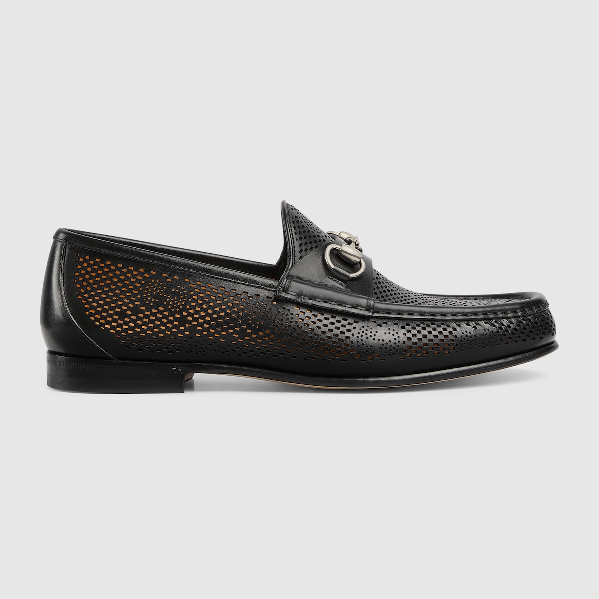 QA Men s Horsebit 1953 loafer in black GG perforated leather