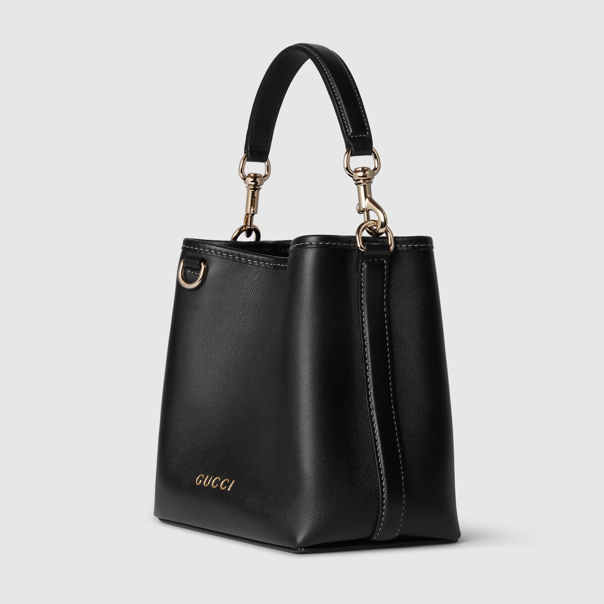 【関税&送料込】Gucci Black Leather Gg Emblem Bucket Bag GG Emblem small bucket bag in black leather | GUCCI® US