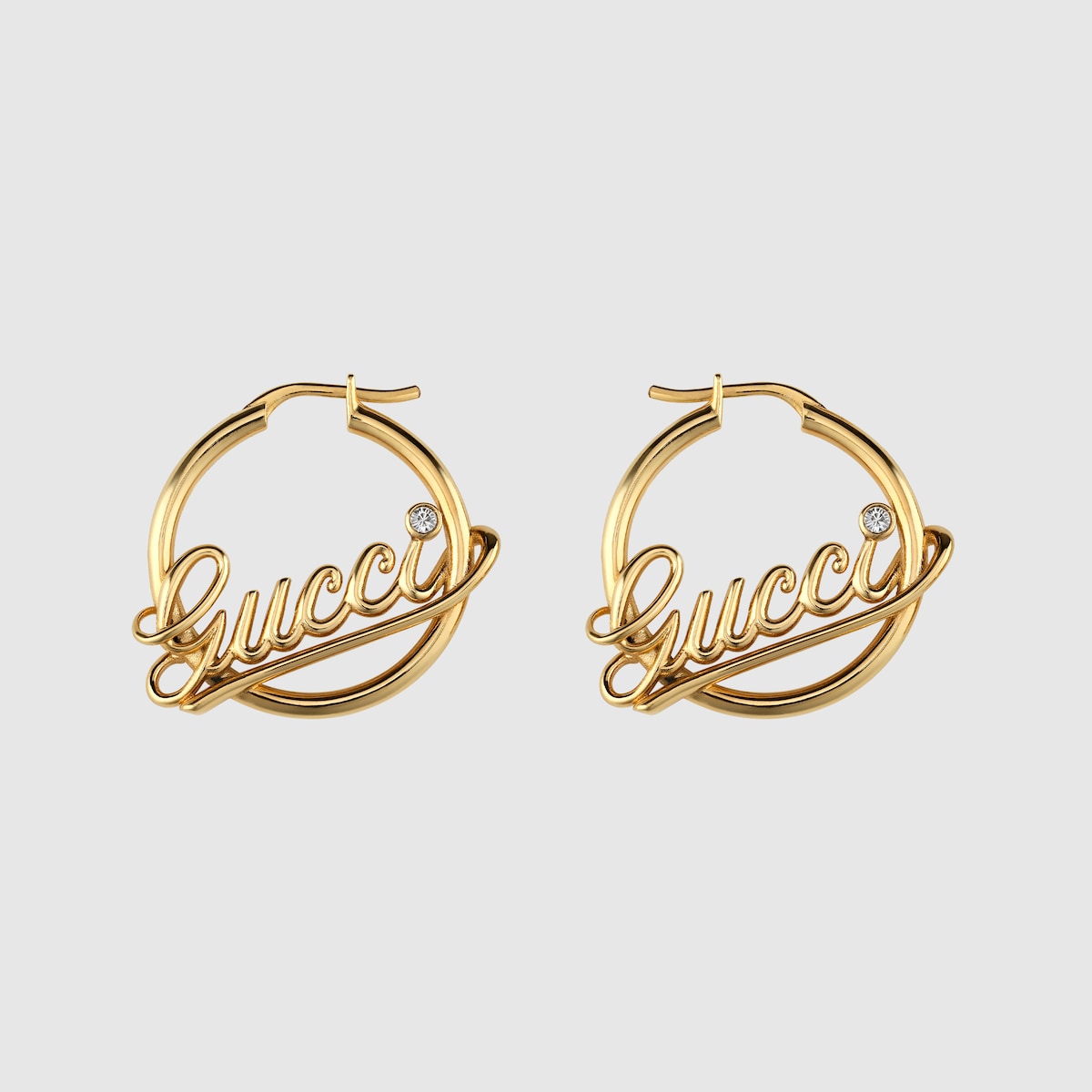 グッチ GUCCI GG ランニング ロゴ ピアス サファイヤ K18 YG 750