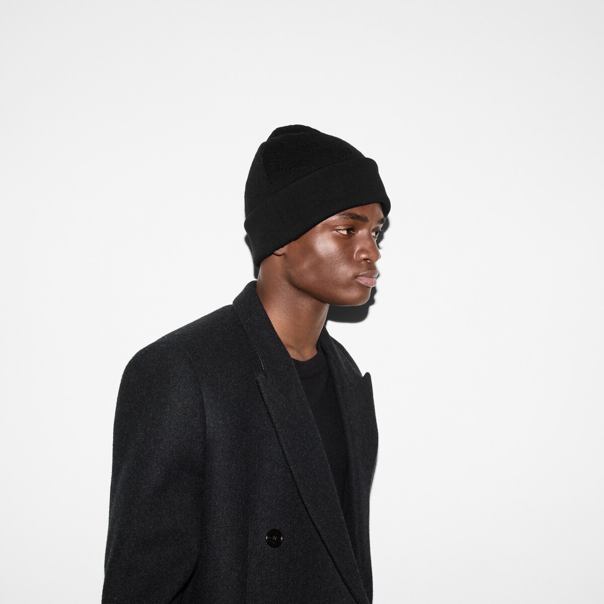 【関税&送料込】Gucci Black Wool Blend Beanie Hat 816580_4GAJ5_1000_002_100_0000