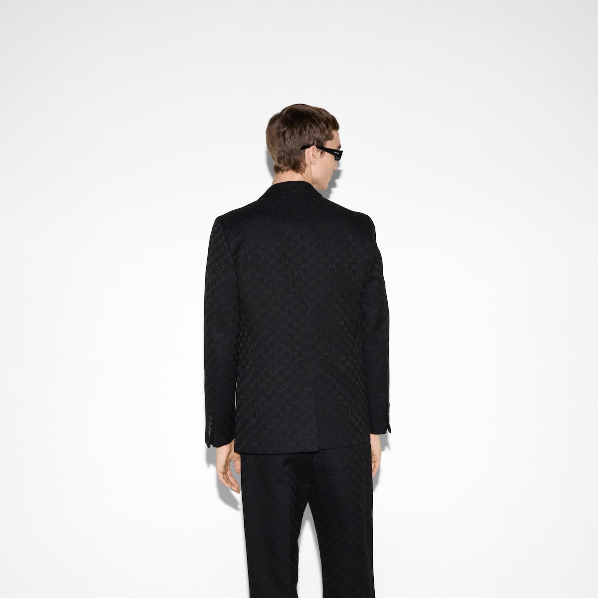 GUCCI ネイビー ビジネスジャケット GG cotton blend formal jacket in blue | GUCCI® US