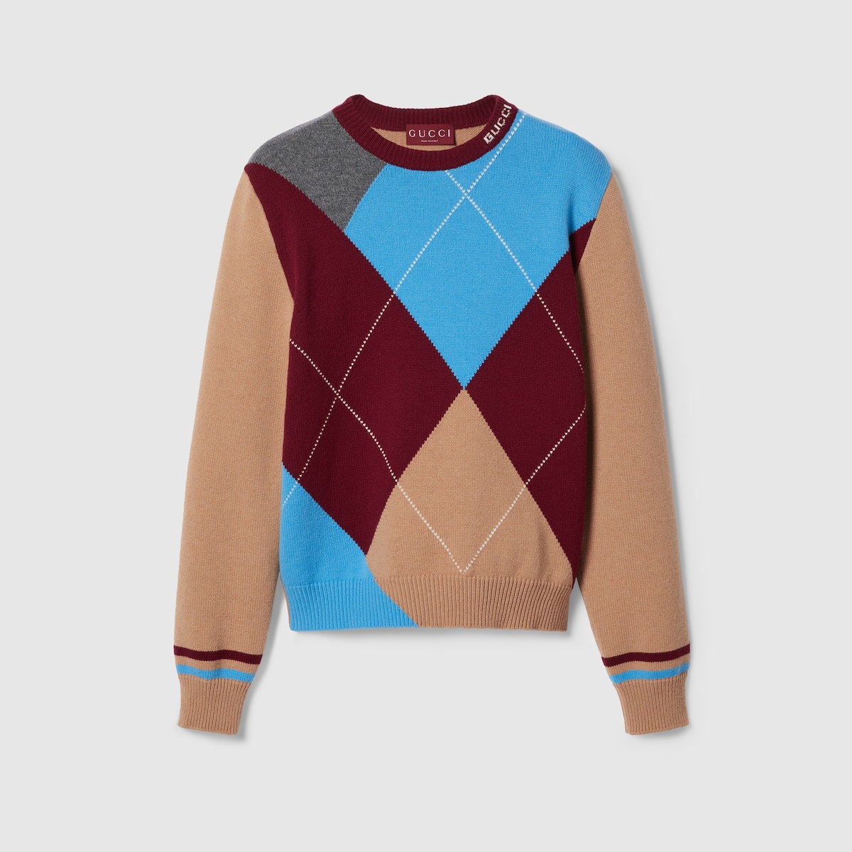 Maglione in lana cashmere con motivo rombi in multicolore | GUCCI® Italia