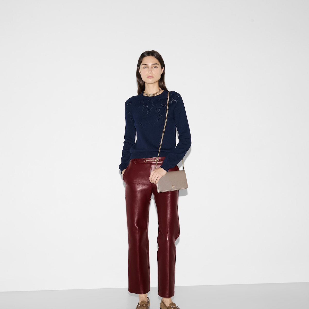 Mini borsa GG Marmont con catena in pelle tortora | GUCCI® Italia