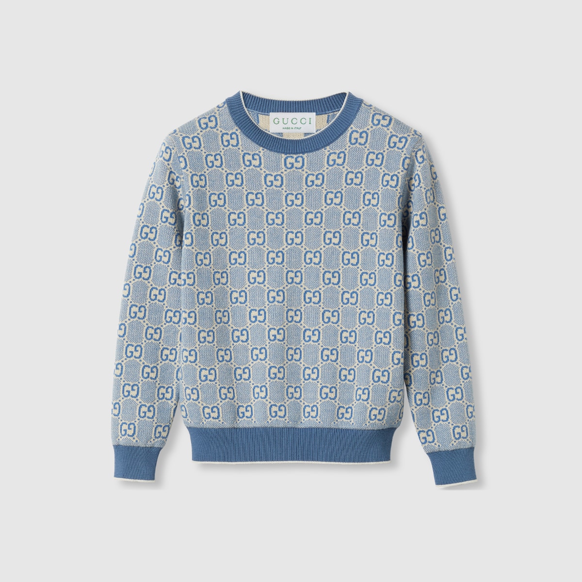 Children's GG cotton sweater in blue and ivory | GUCCI® US