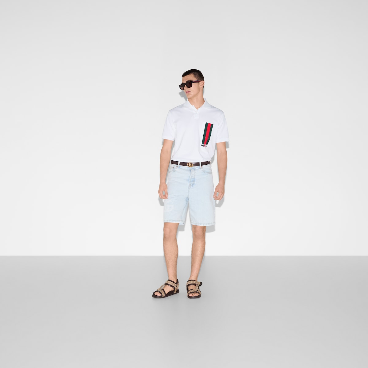 Cotton piquet polo shirt with print