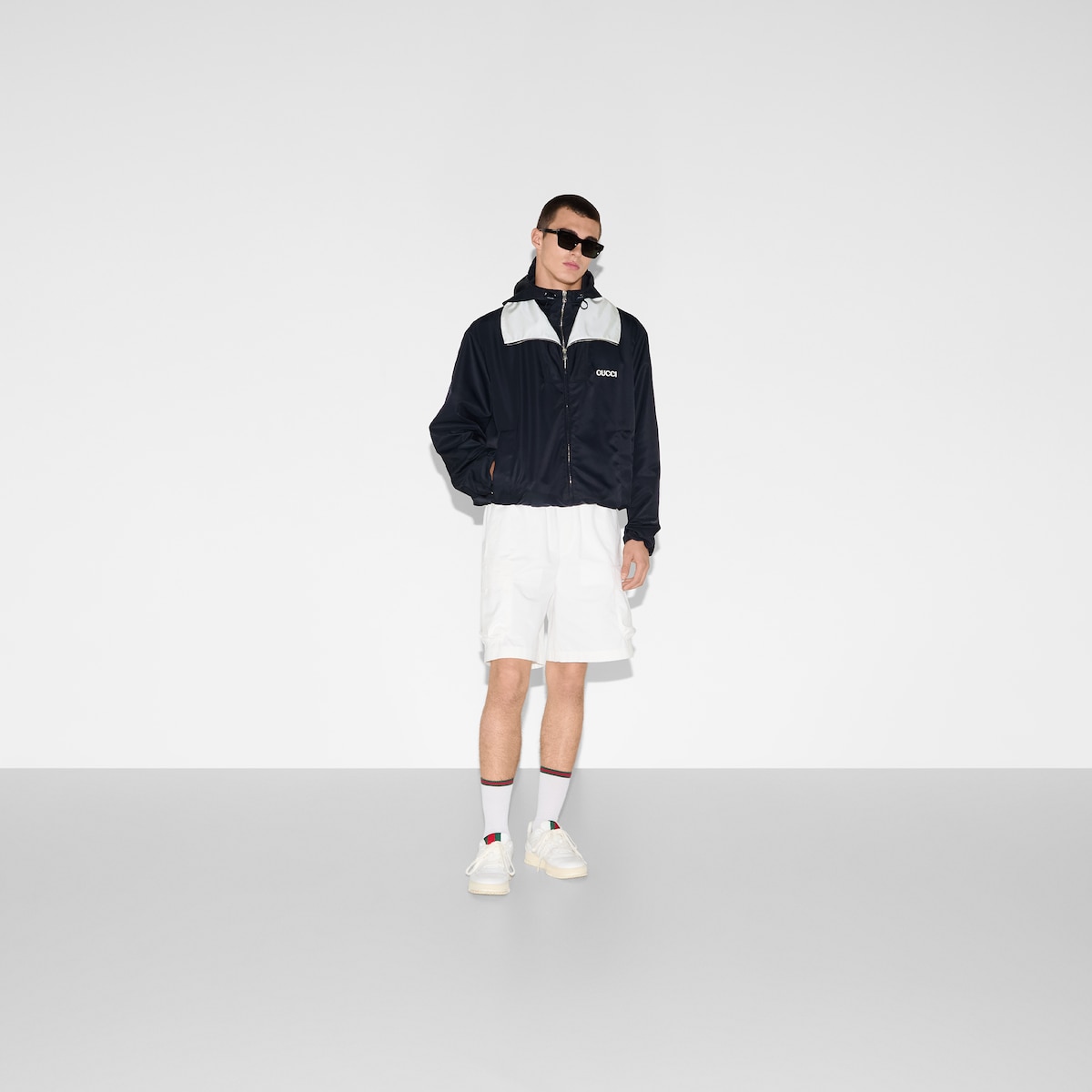 Nylon twill jacket with patch