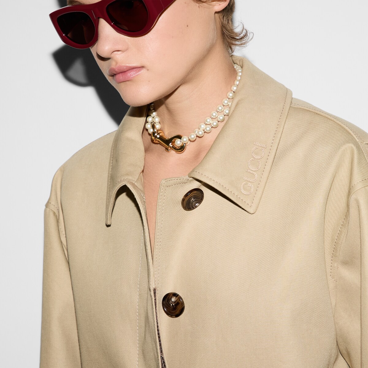 コート GUCCI SS25 Beige drill overcoat (809189Z7AH3 2519) Heavy cotton drill coat in beige | GUCCI® US
