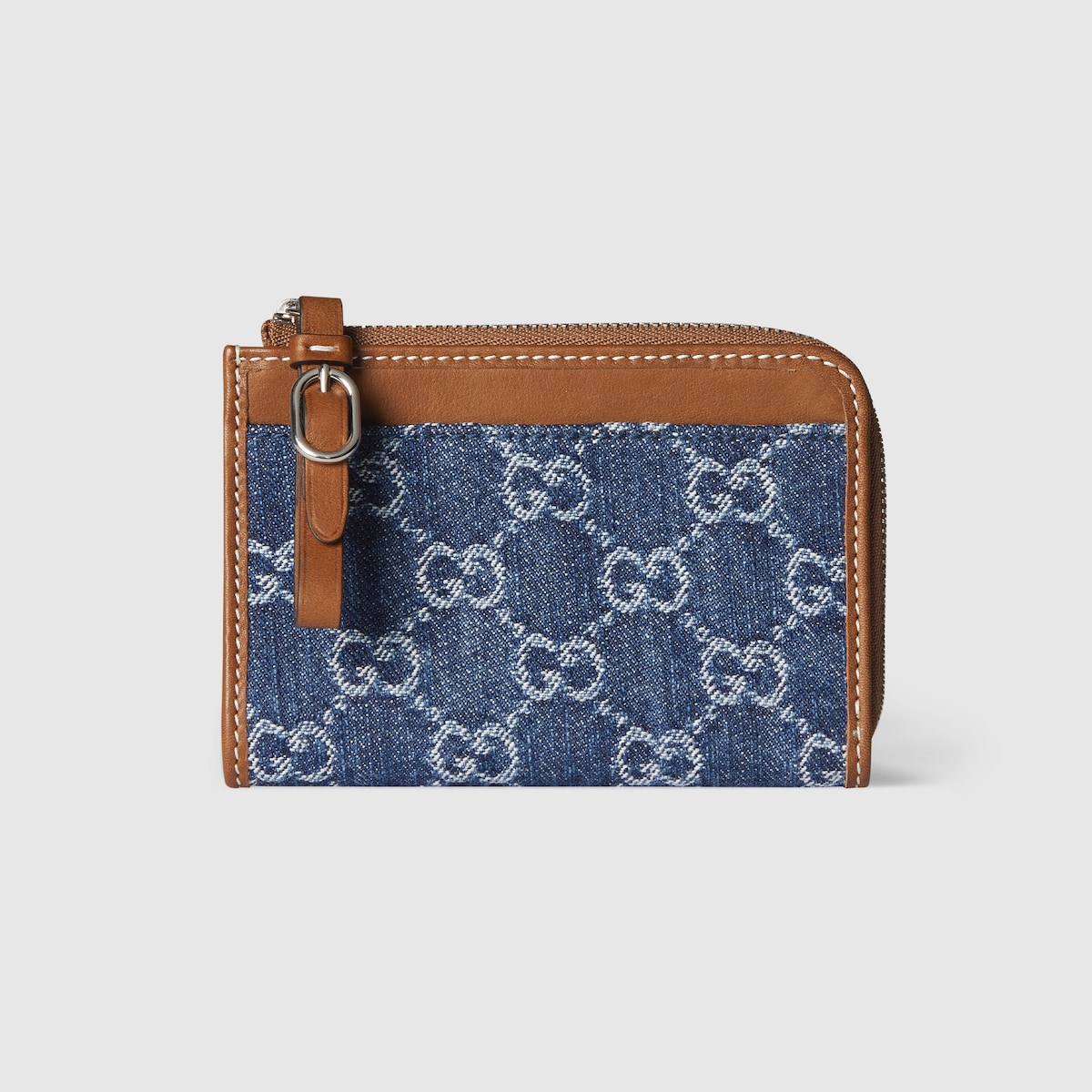GGエンブレム〕ジップ カードケース ・ブルー＆アイボリー デニム