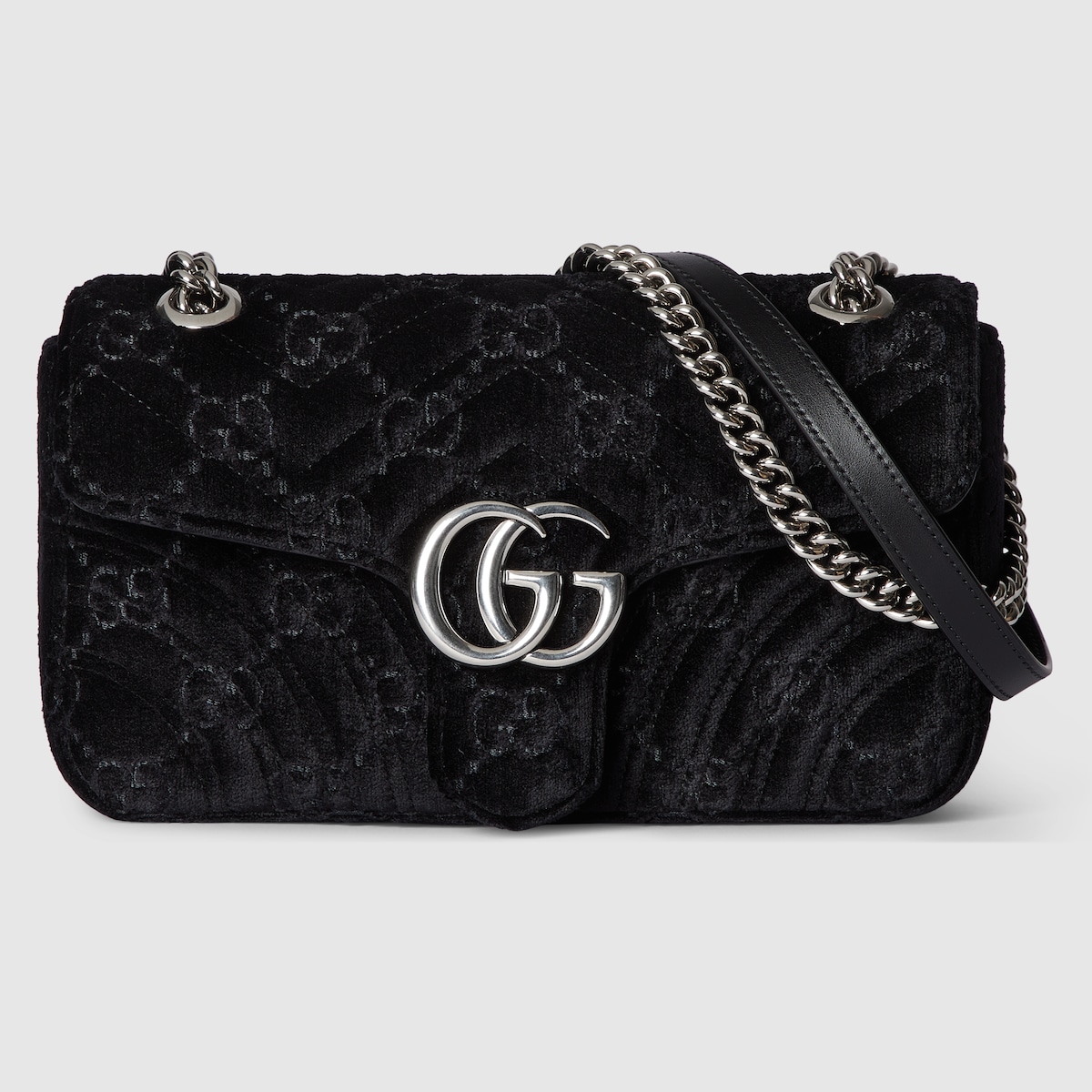 GG Marmont small shoulder bag in black velvet GUCCI Canada