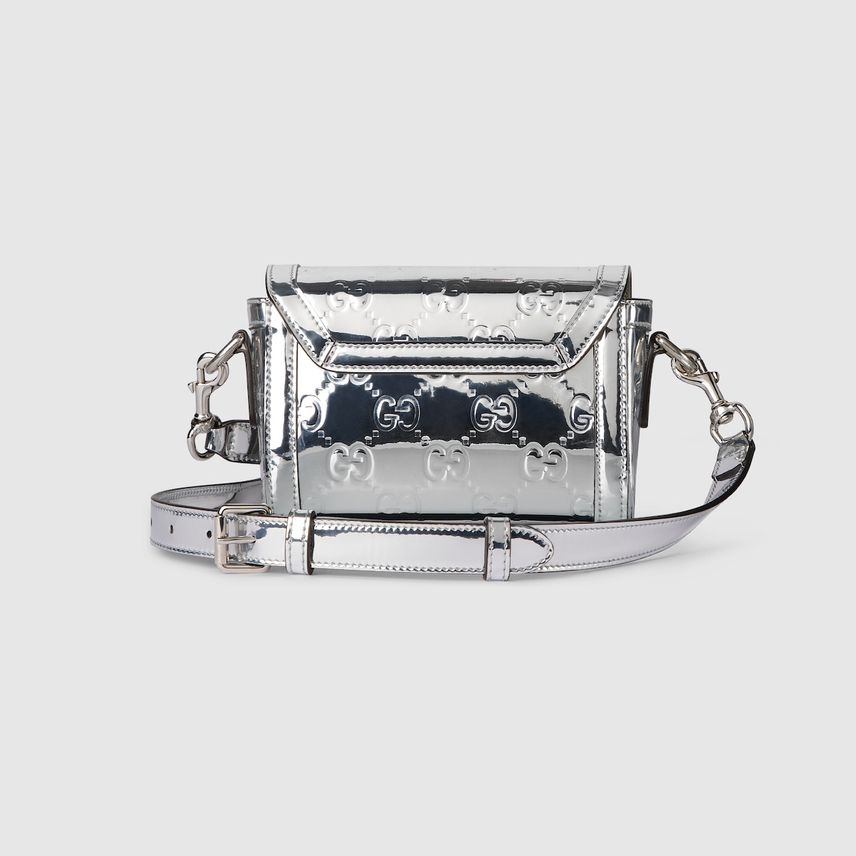 ランキングや新製品 in bag shoulder GG embossed Mini metallic fabric silver 邦楽