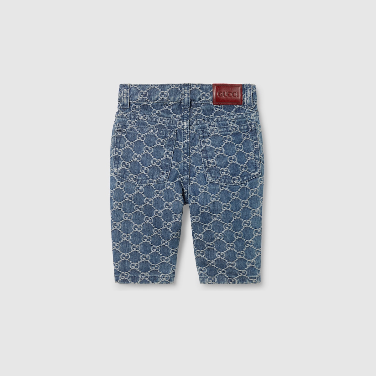 Baby GG denim jacquard pants in blue and ivory - thumbnail 3