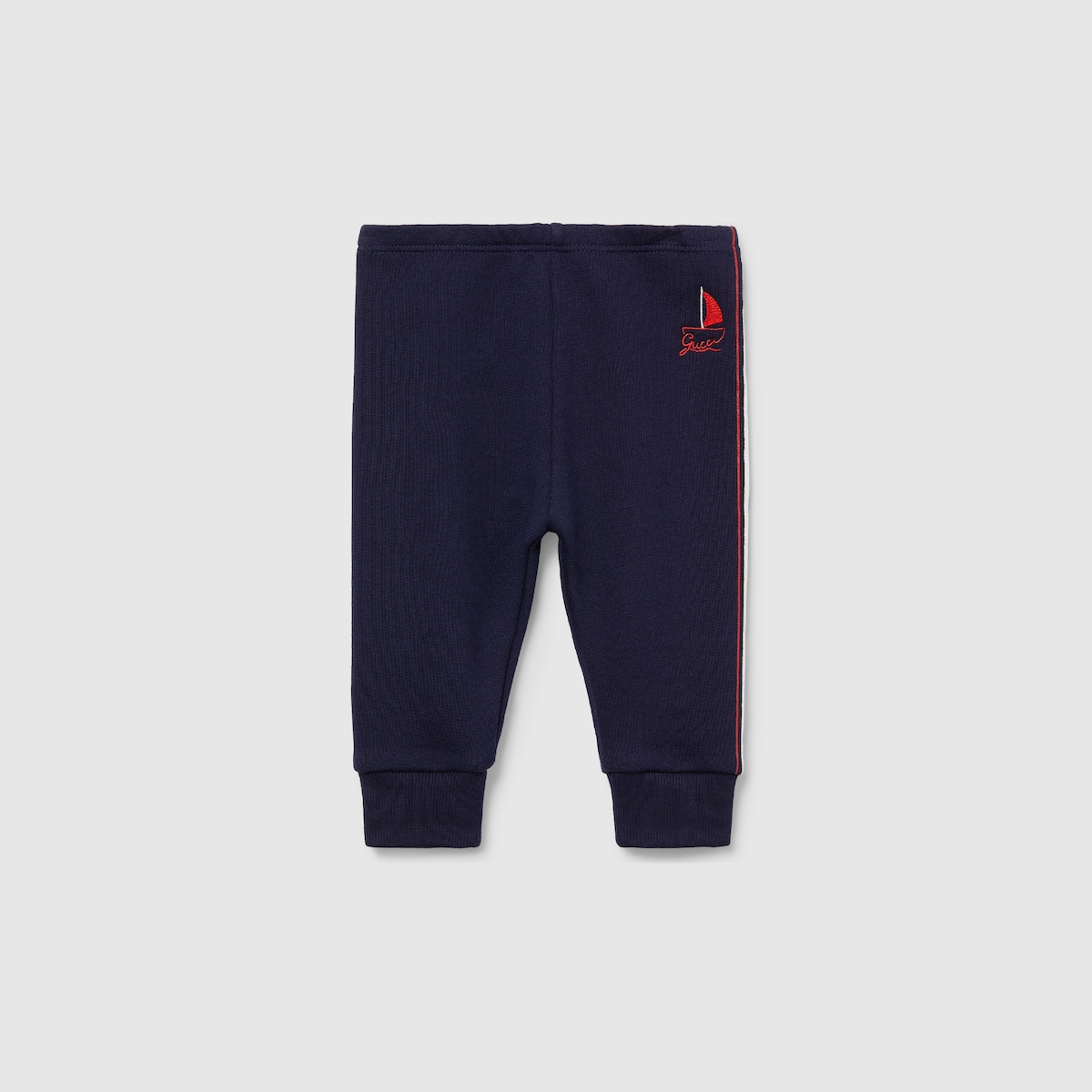 Pantaloni neonato ricamati in jersey di cotone in blu scuro | GUCCI� CH