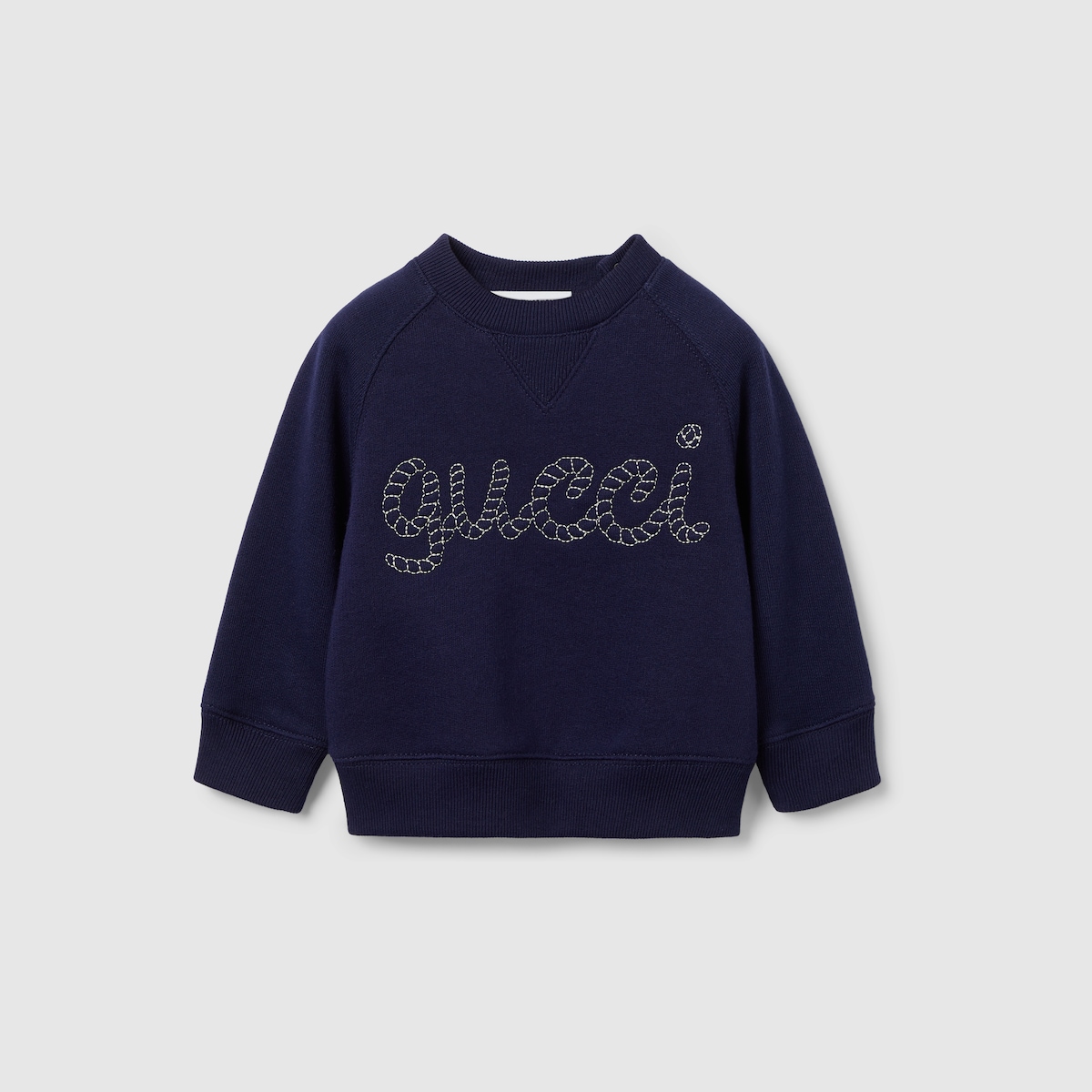 【500円引きクーポン】 Baby embroidered cotton sweatshirt in dark blue | GUCCI® US ベビーパジャマ