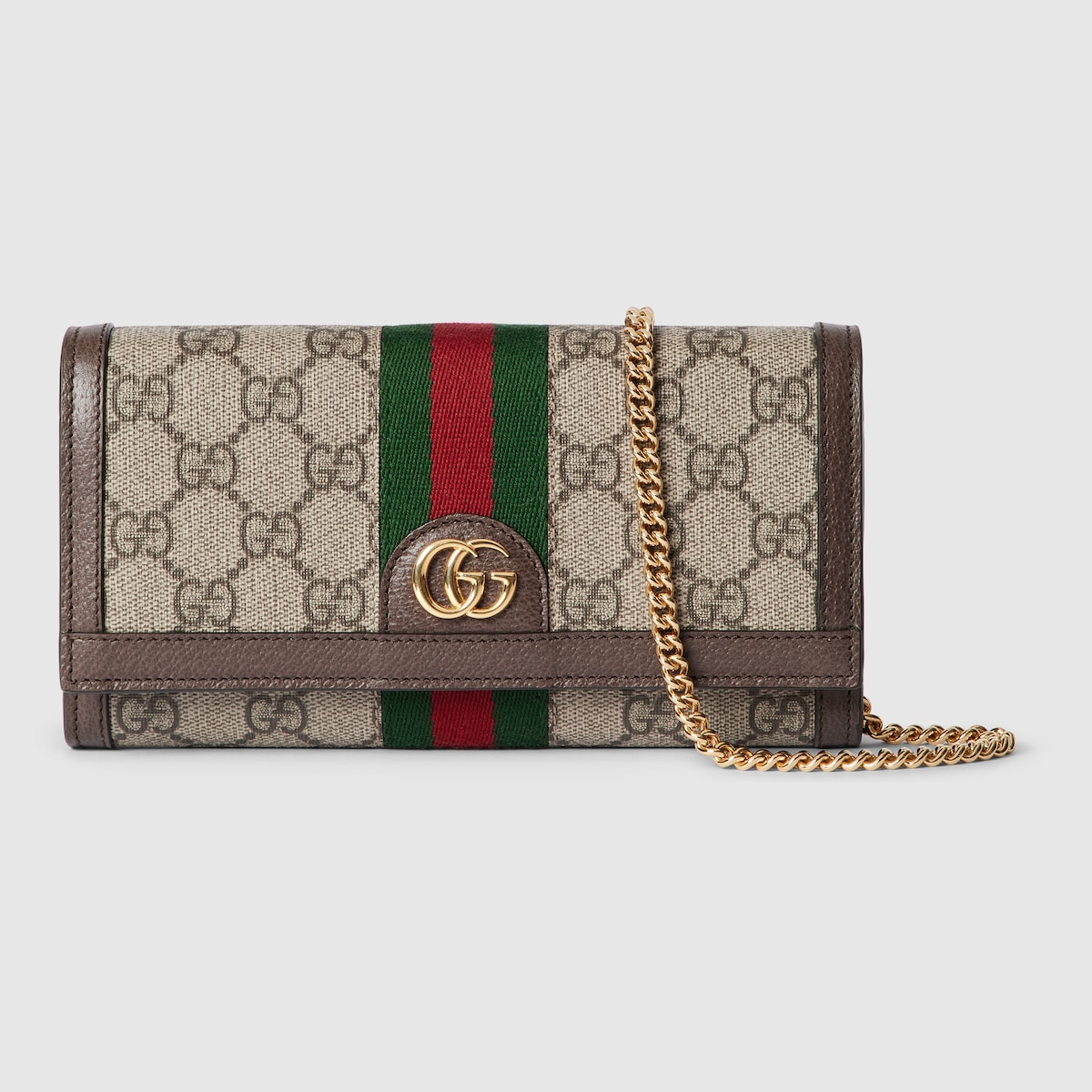 【GUCCI】OPHIDIA WALLET Ophidia wallet on chain in beige and dark brown Supreme