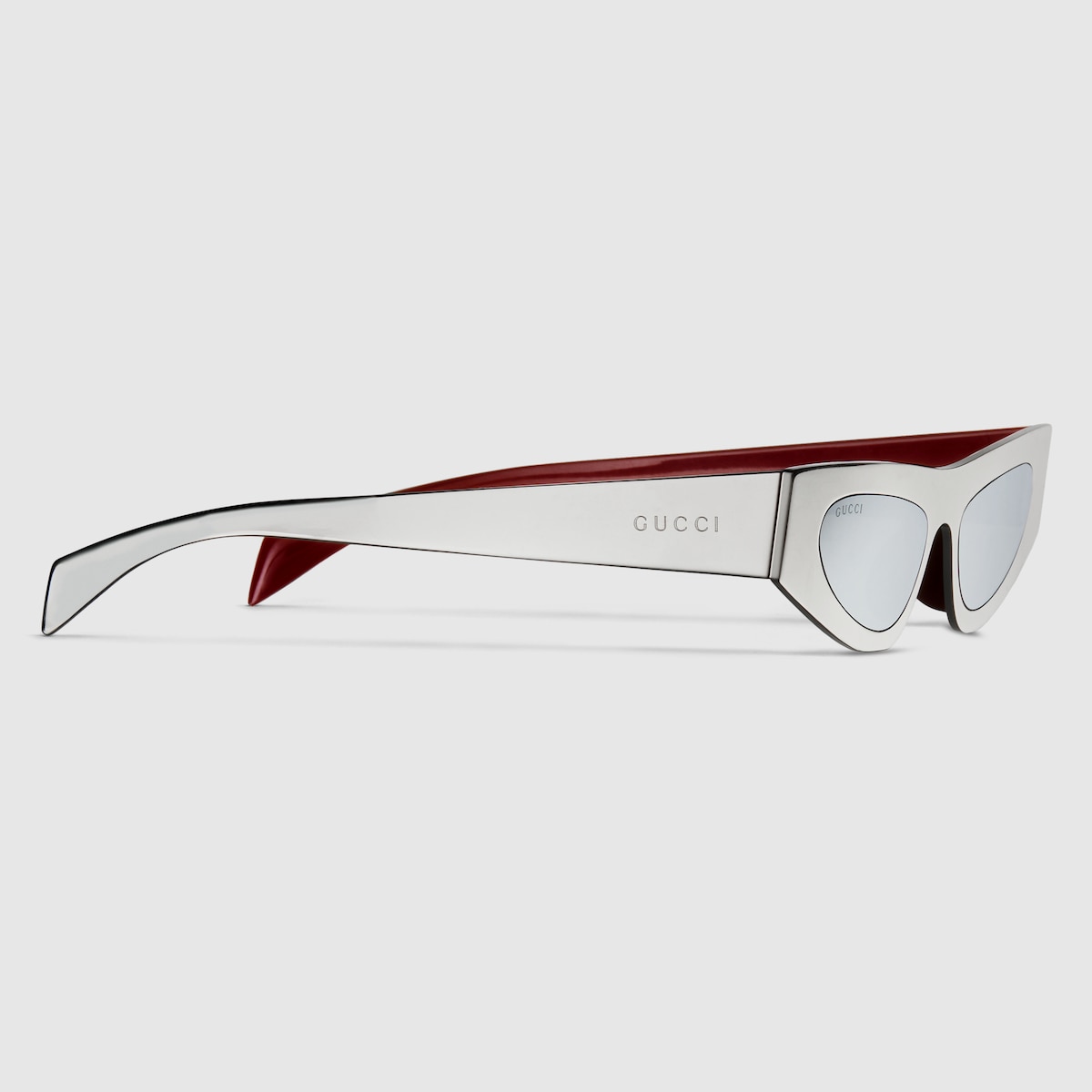 サングラス GUCCI SUN GLASS (809242I3330 8181) Geometric shaped frame sunglasses in Rosso Ancora red
