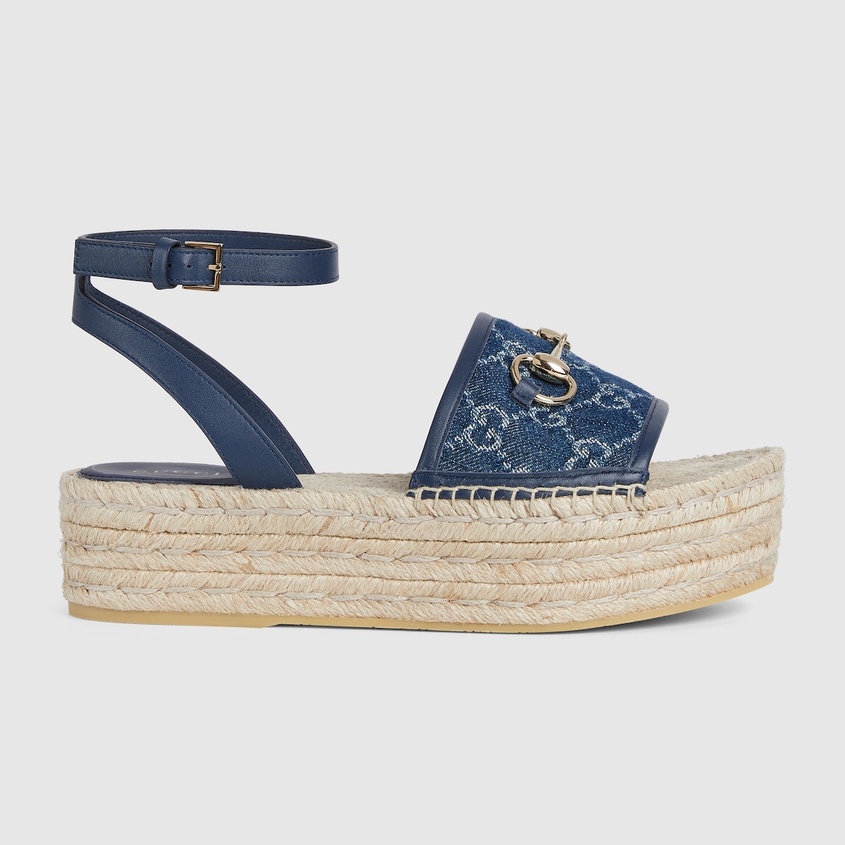 大人気！まとめ一覧 Women's flatform espadrille with Horsebit in dark blue GG 靴