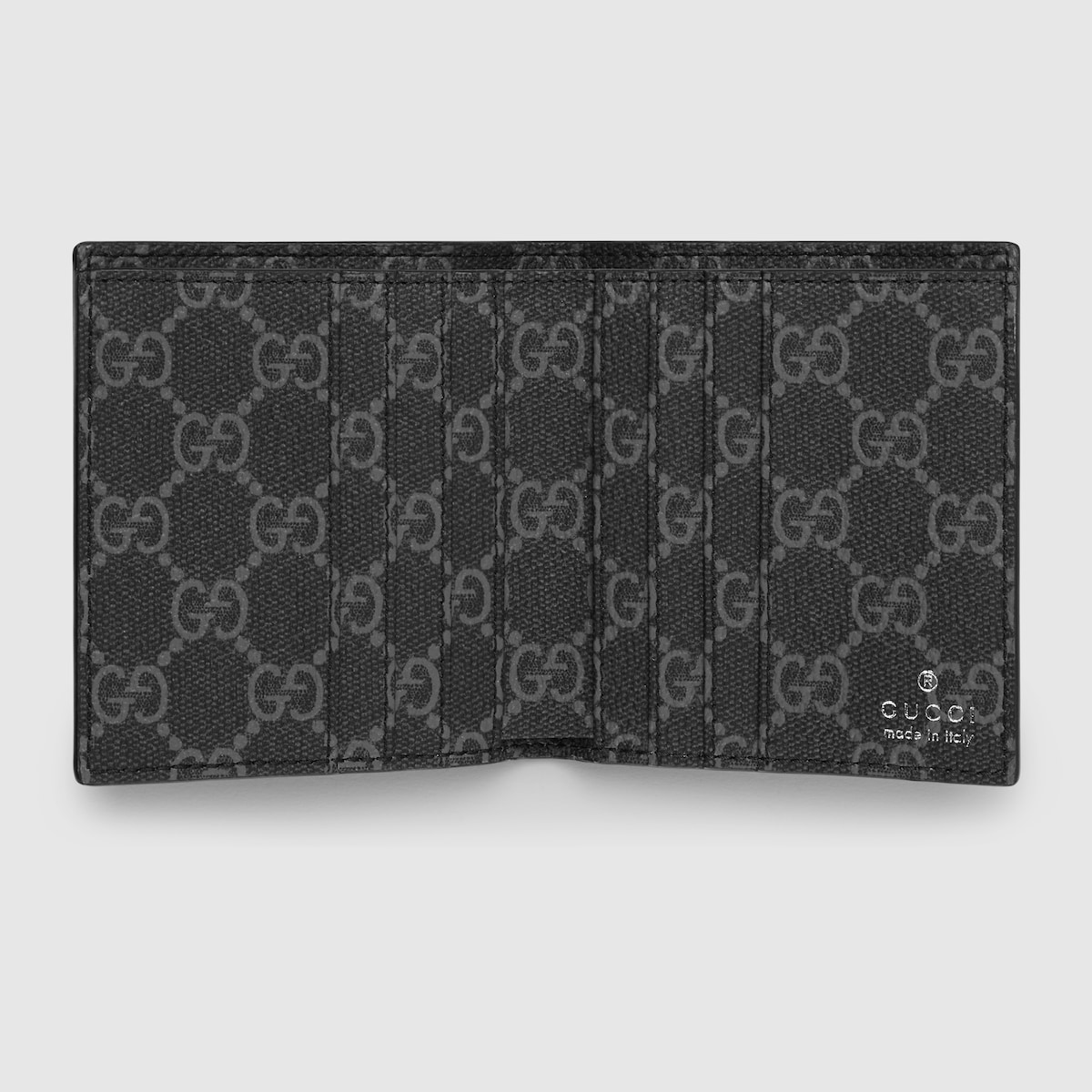 GG Emblem bi-fold embossed wallet in black leather | GUCCI® US