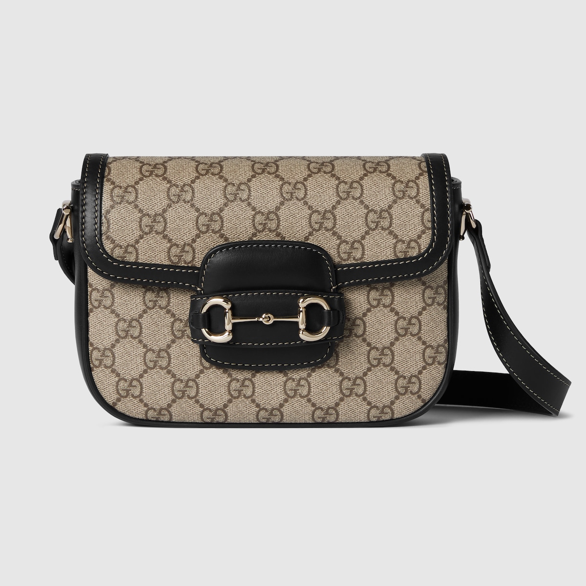 Gucci Horsebit 1955 Soft mini shoulder bag in beige and dark brown fabric |  GUCCI® US