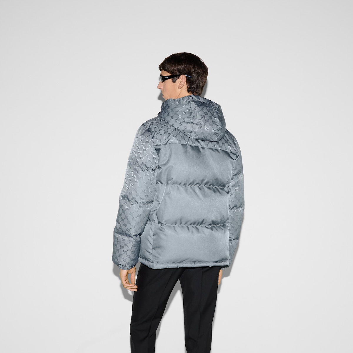 GG nylon canvas puffer jacket in light blue GUCCI ZA