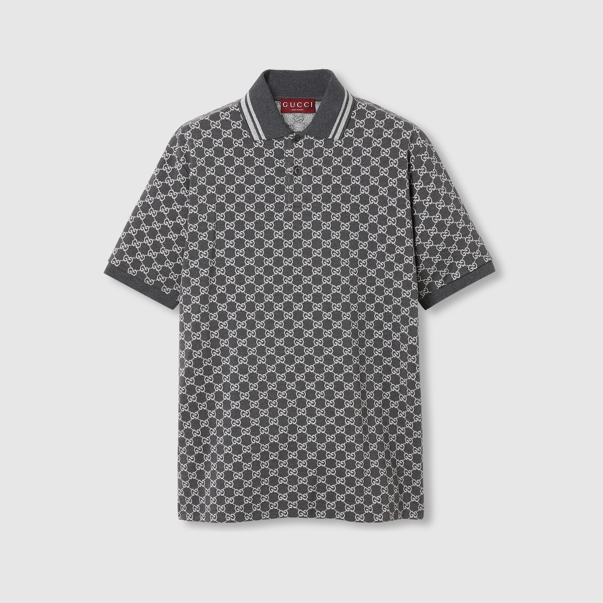 Cotton piquet polo with Web collar in ivory | GUCCI® US