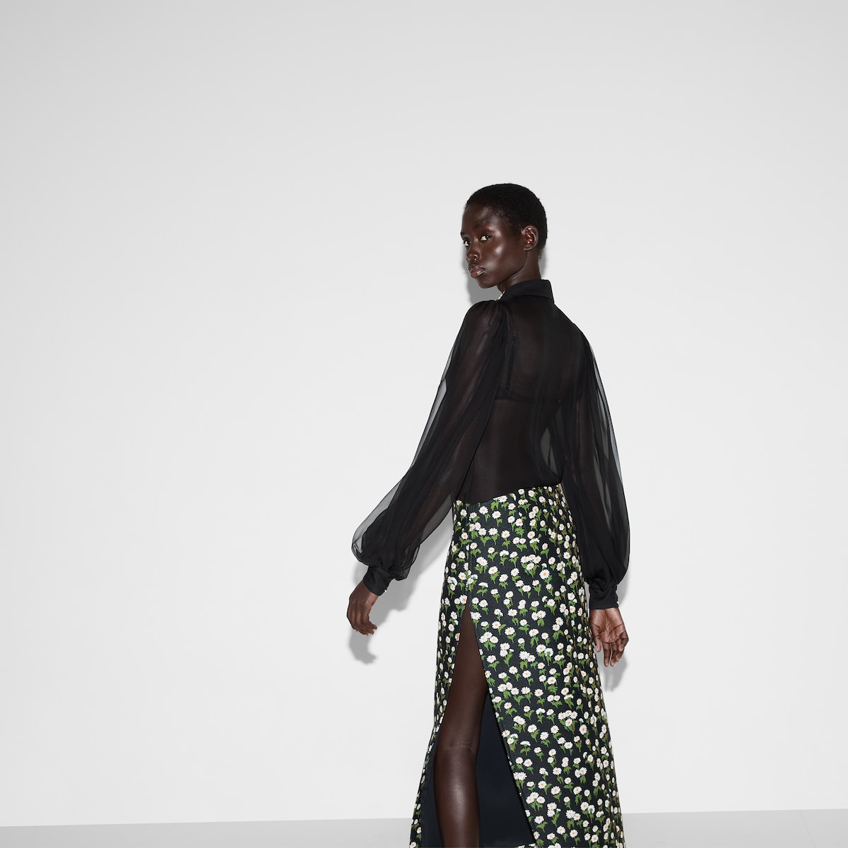 Silk chiffon shirt in black | GUCCI® US