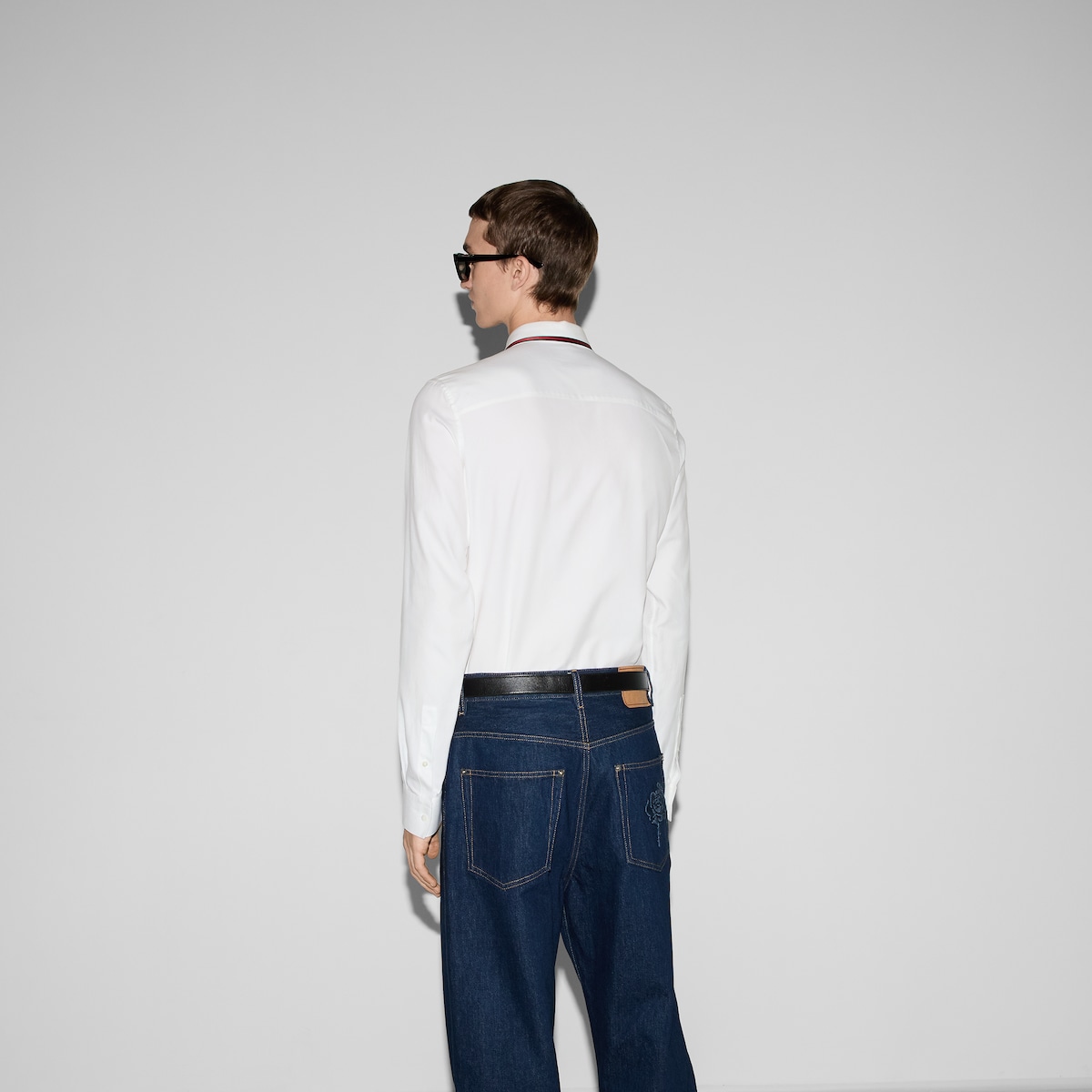 Oxford cotton shirt with Web in white | GUCCI® US